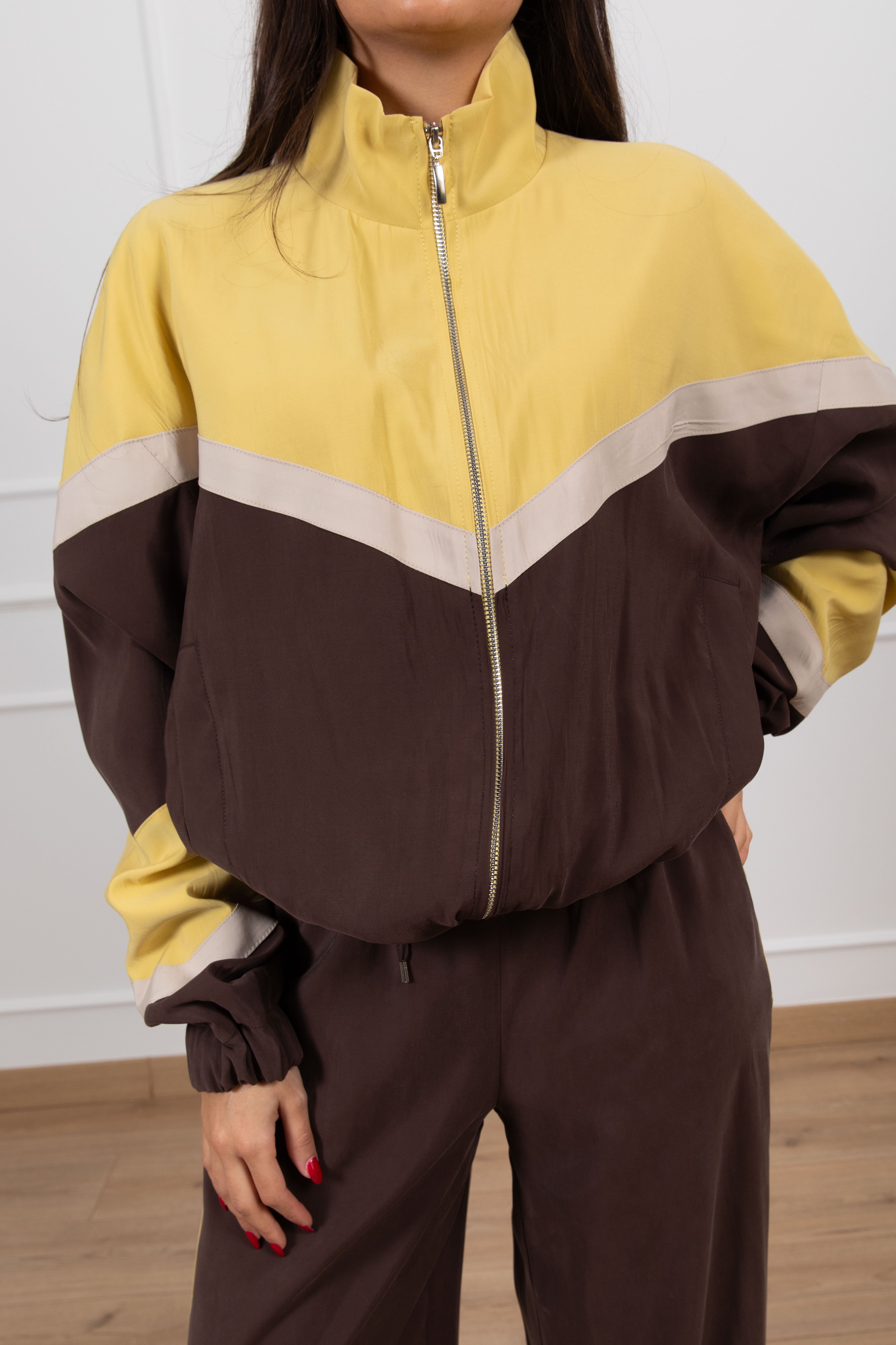 Bomber tricolor in cupro Tensione IN