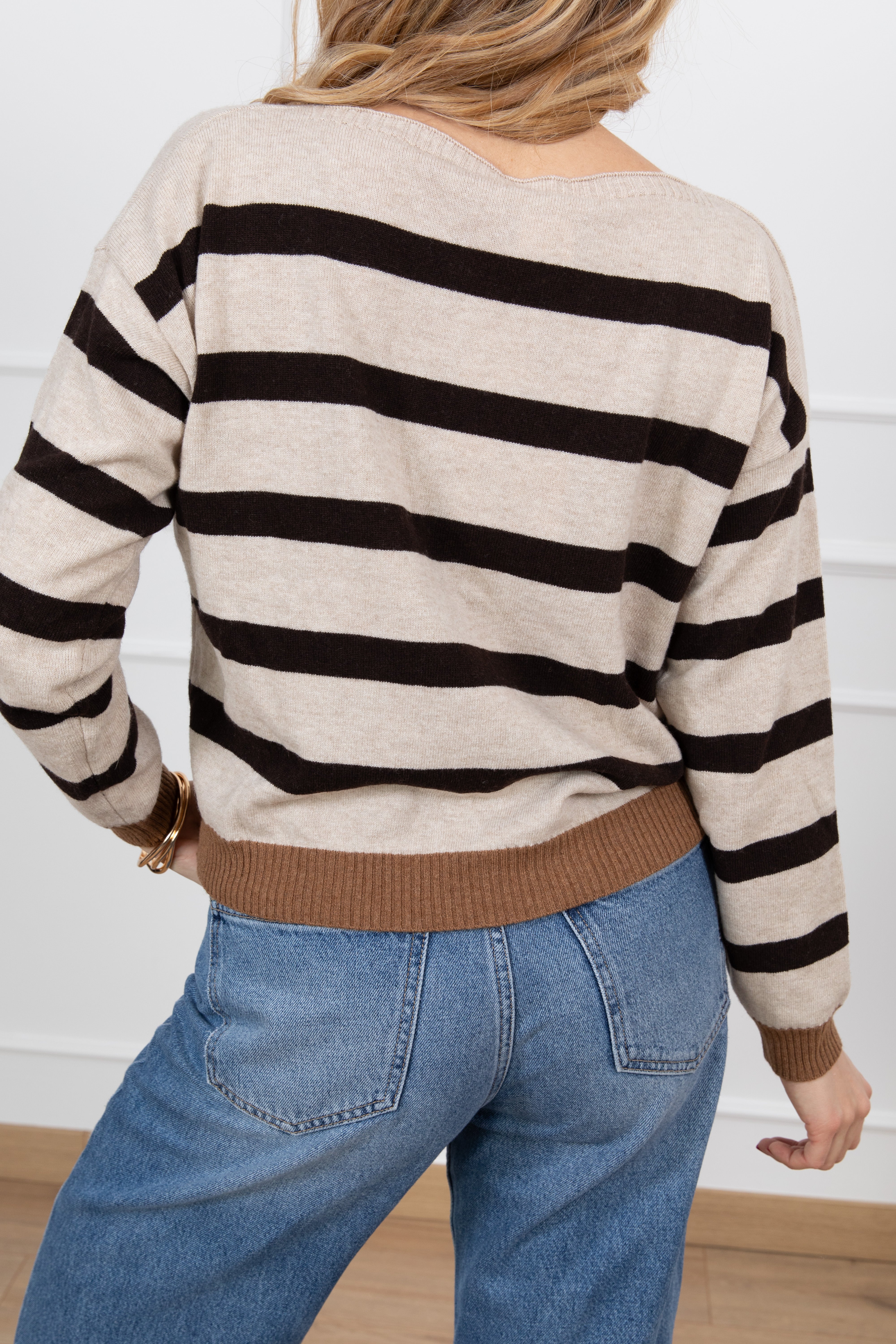 Maglia a righe con bordi a contrasto Susy Mix