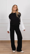 Coordinato in maglia gilet e pantalone con elastico variante nero Susy Mix