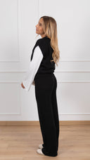 Coordinato in maglia gilet e pantalone con elastico variante nero Susy Mix