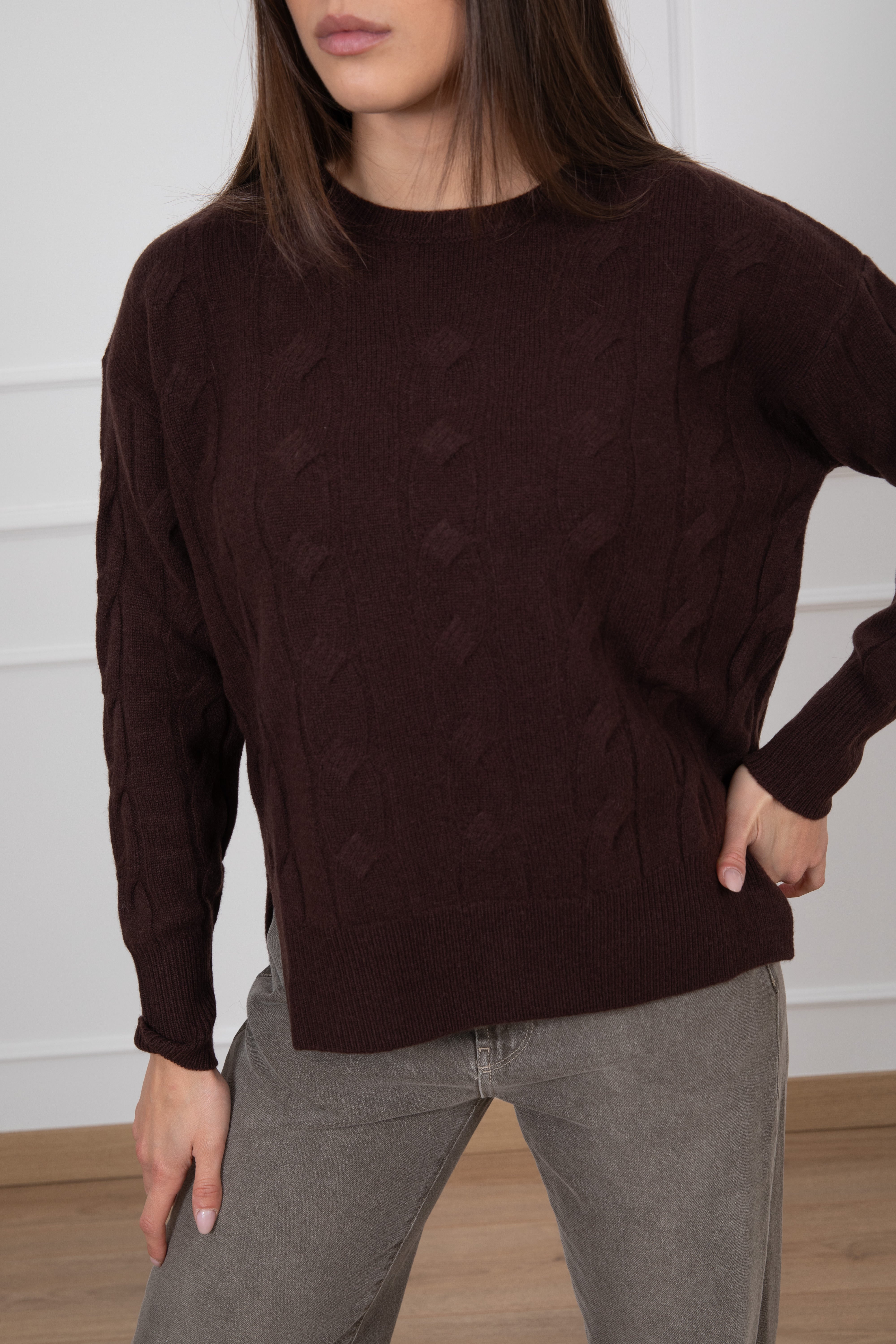 Pull trecce piatte 100% lana Tensione IN