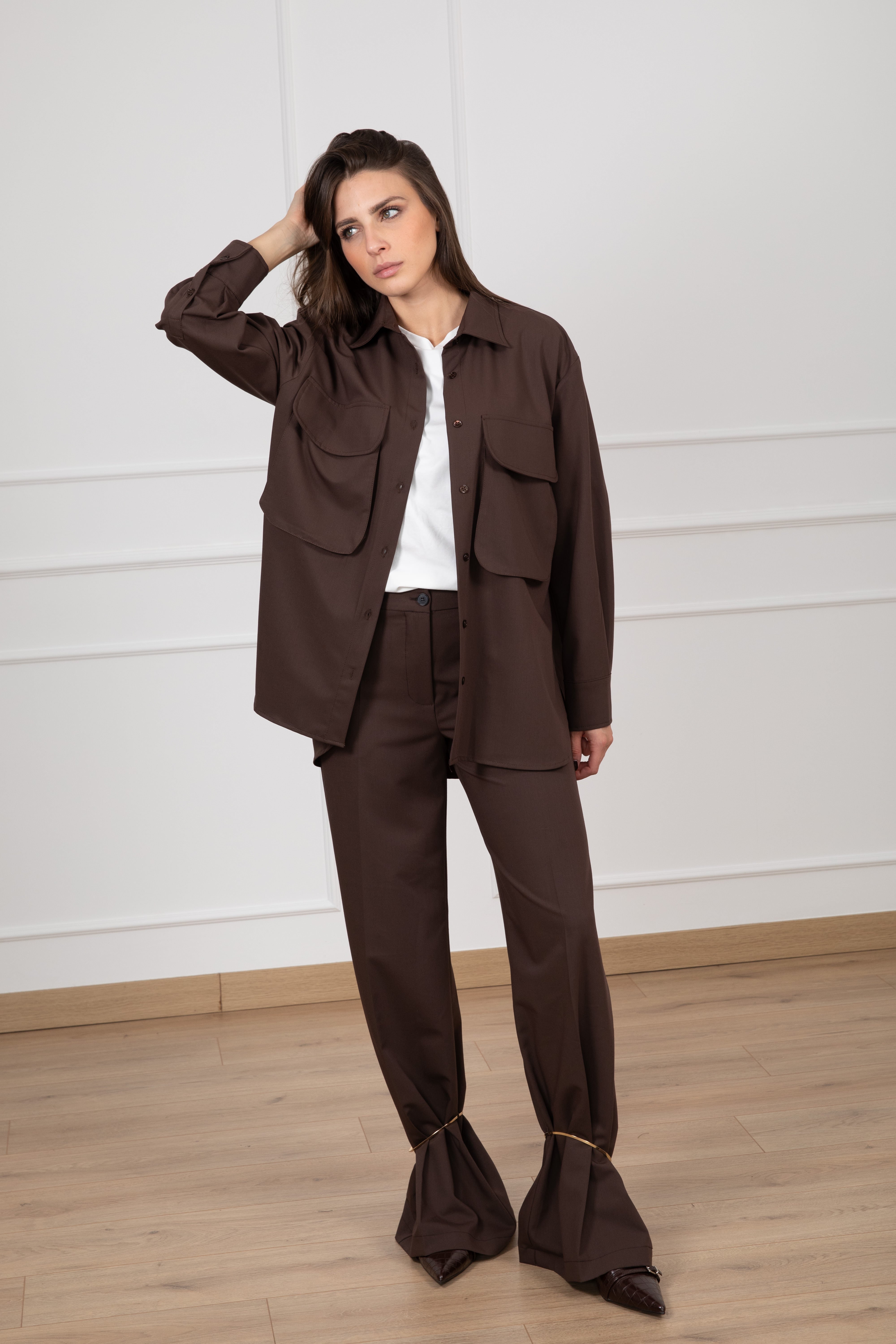 Camicia over-size in viscosa con tasche ViCOLO