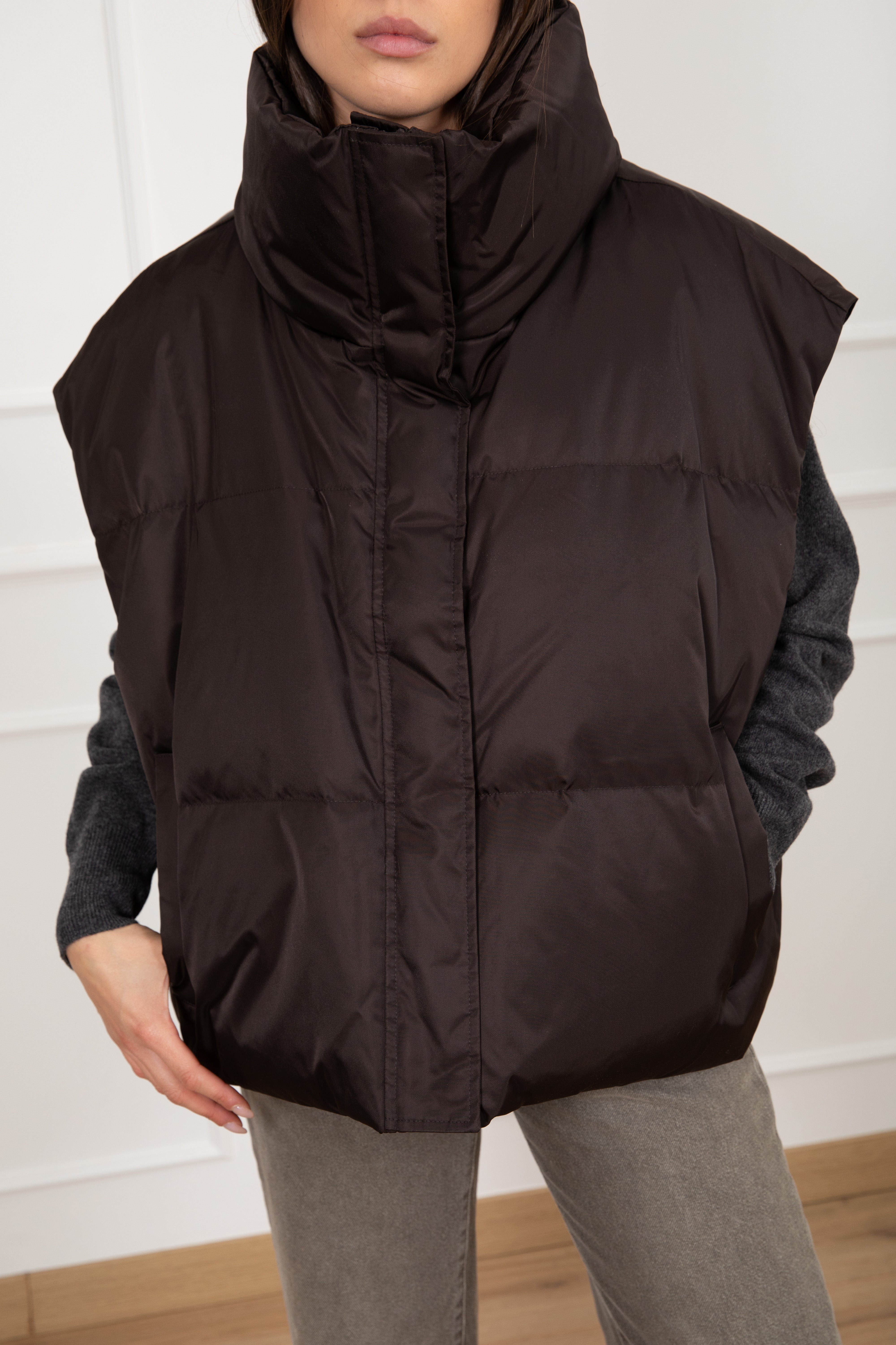 Gilet over-size in vera piuma ViCOLO