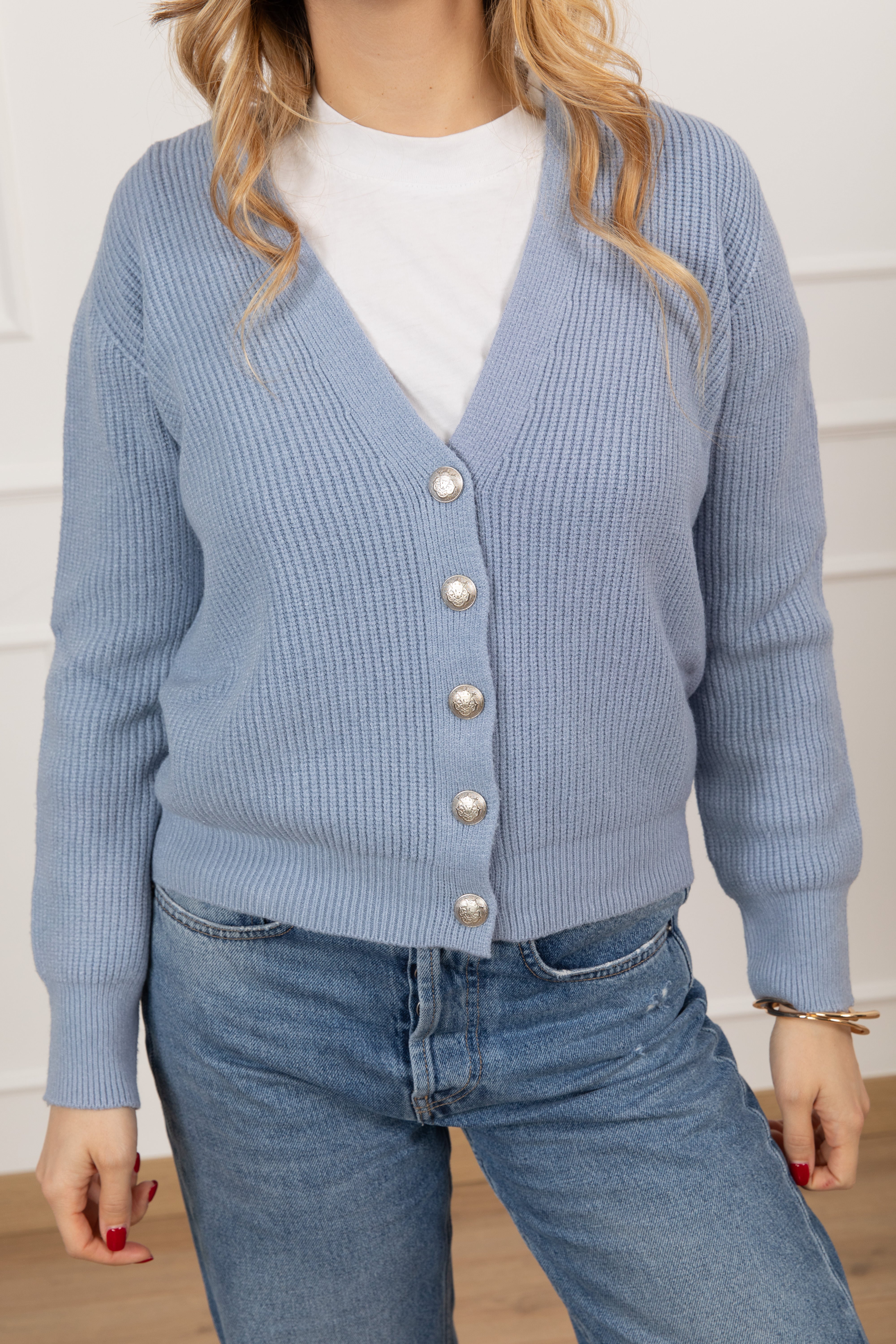 Cardigan con bottoni argento Susy Mix