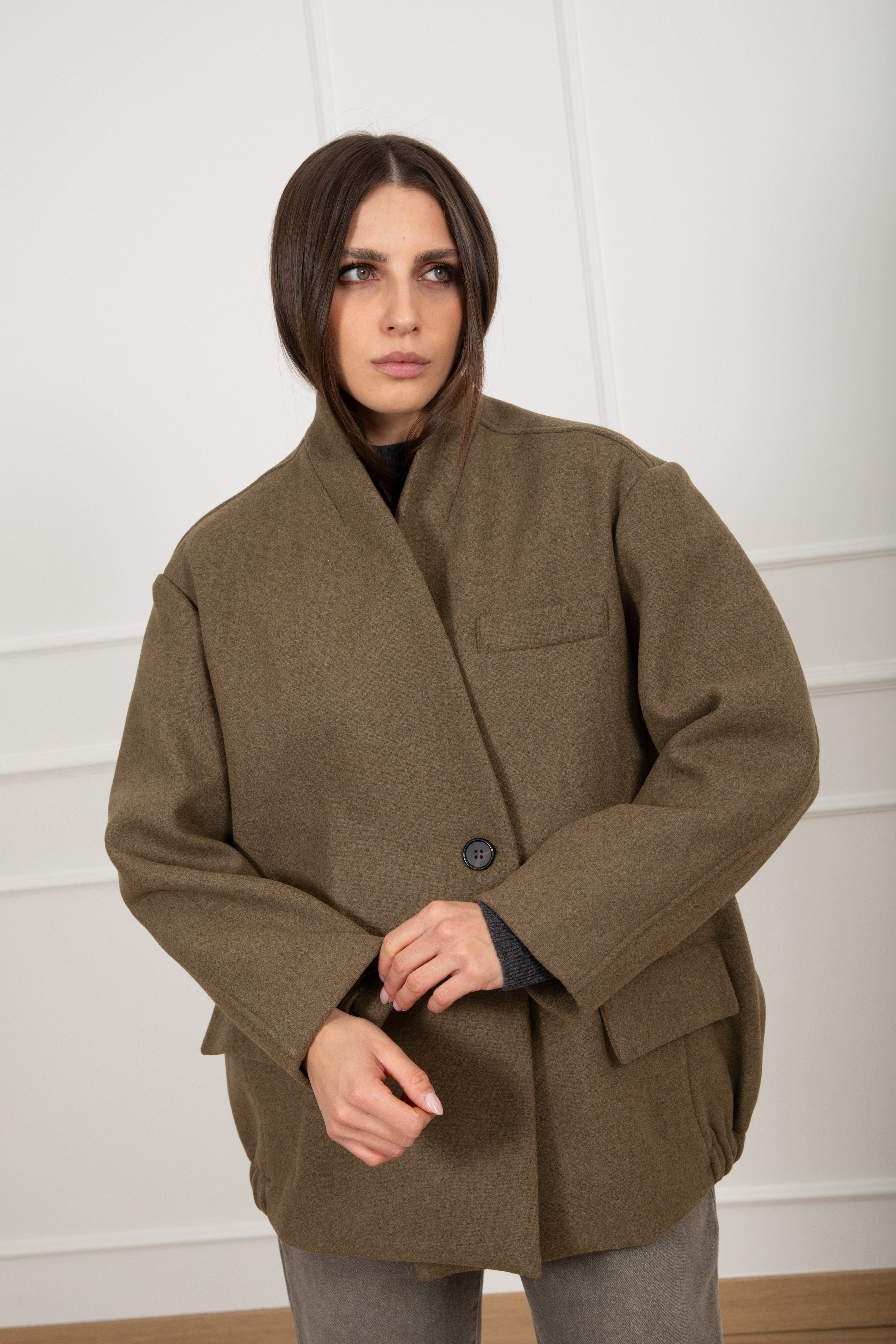 Cappotto-bomber con collo sciallato Dixie