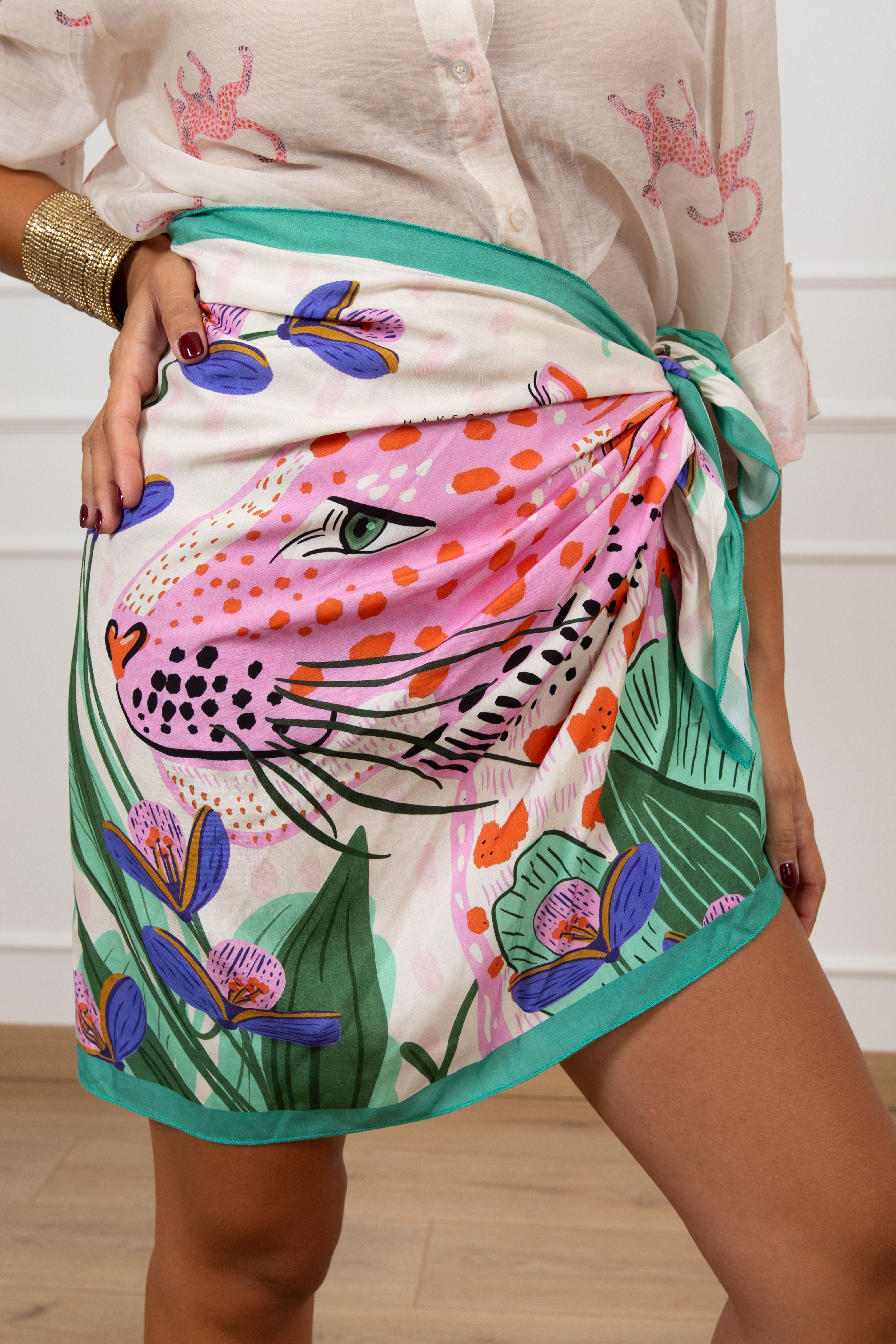 PRE ORDER 13/07 Gonna corta pareo fantasia leopardo Haveone