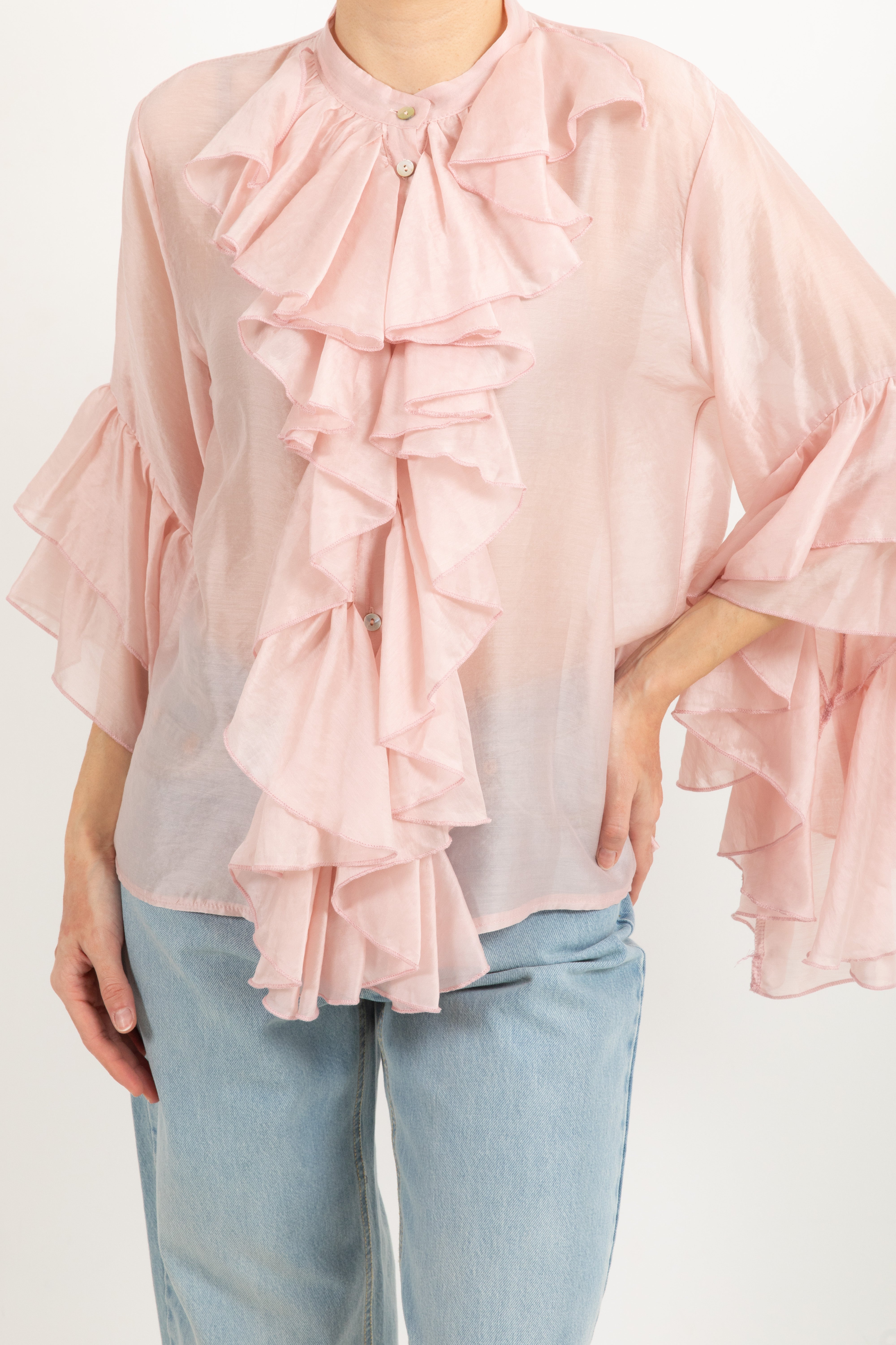 Camicia in viscosa con rouches sulla manica Susy Mix