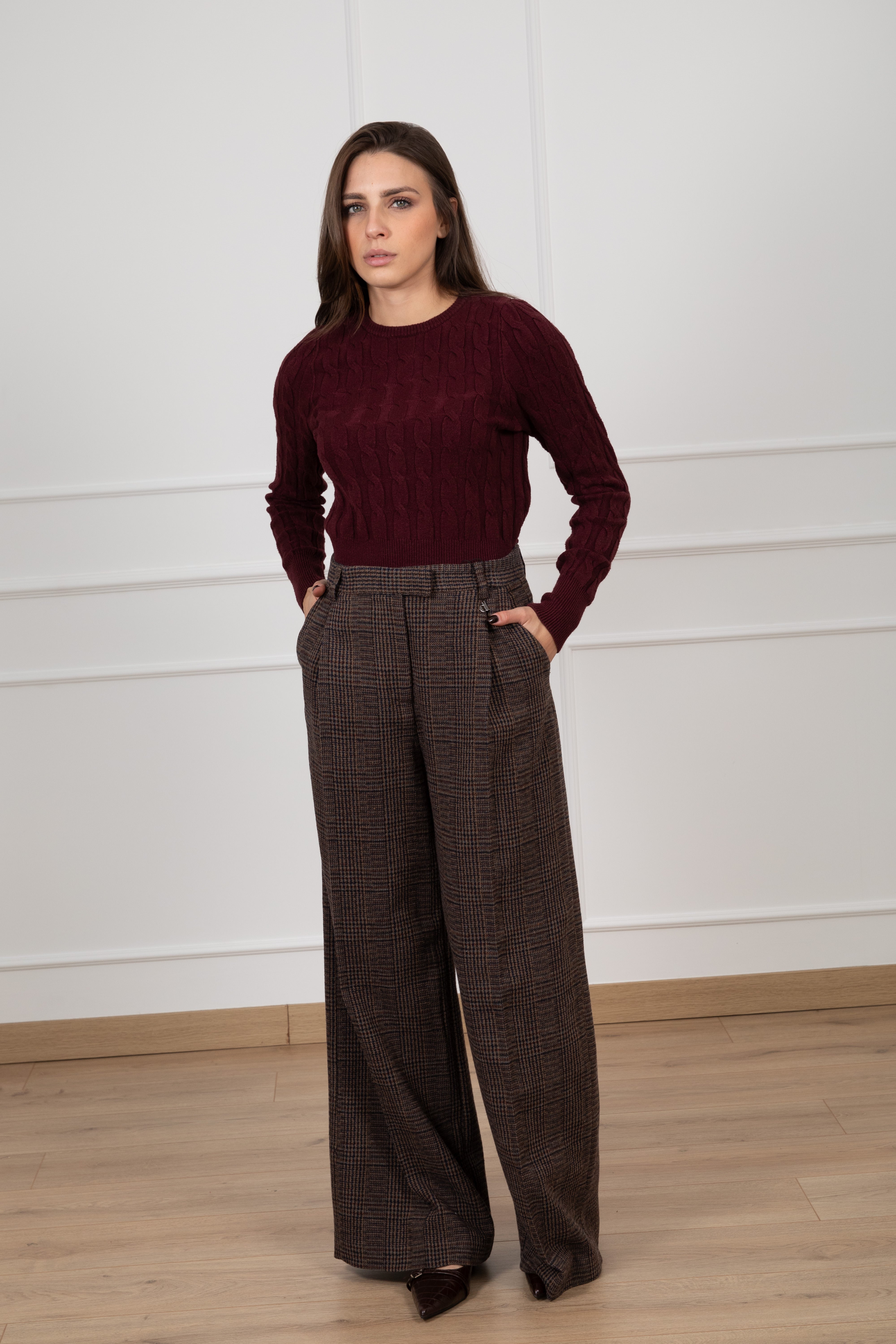 Pantalone gamba dritta pied de poule Dixie