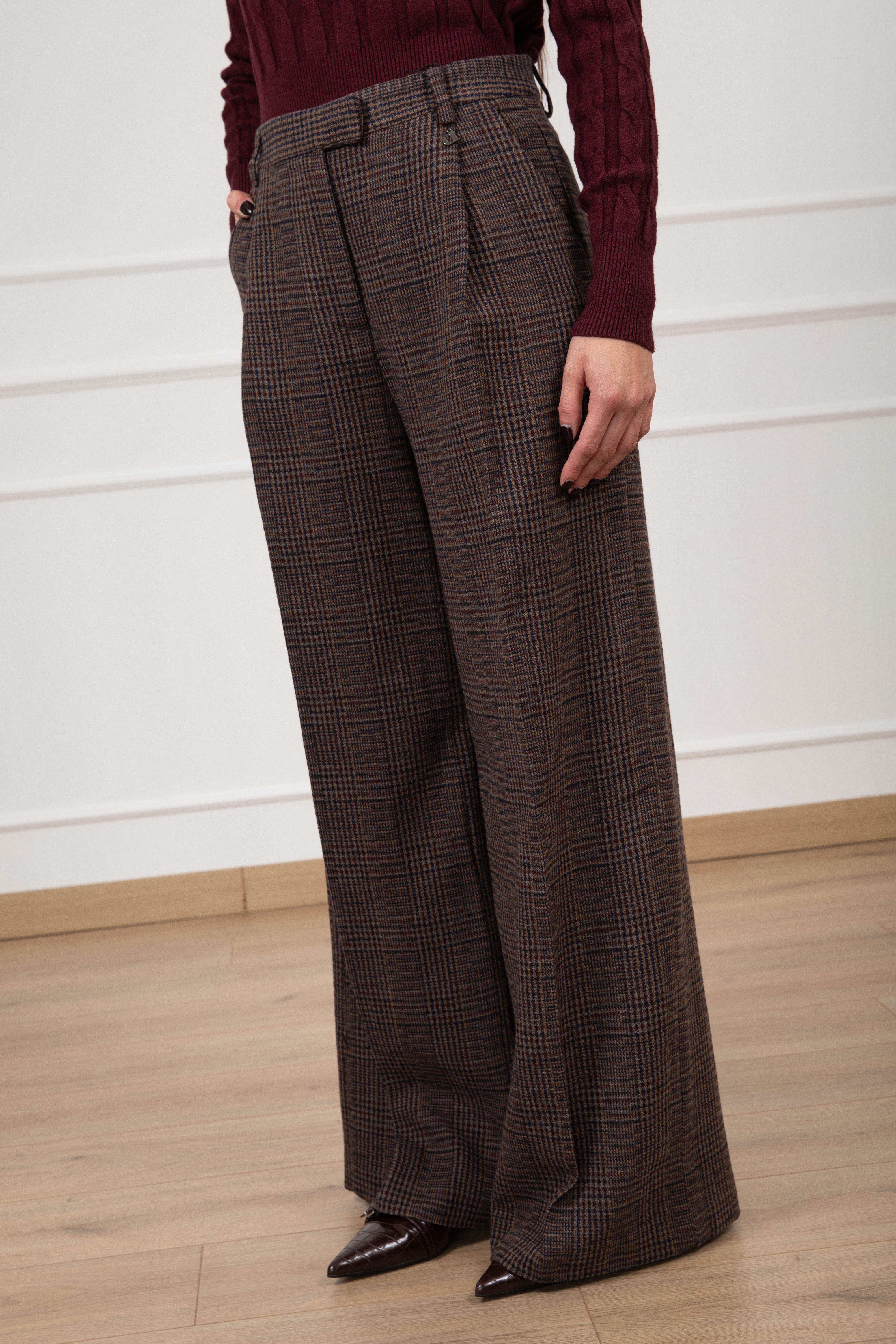 Pantalone gamba dritta pied de poule Dixie