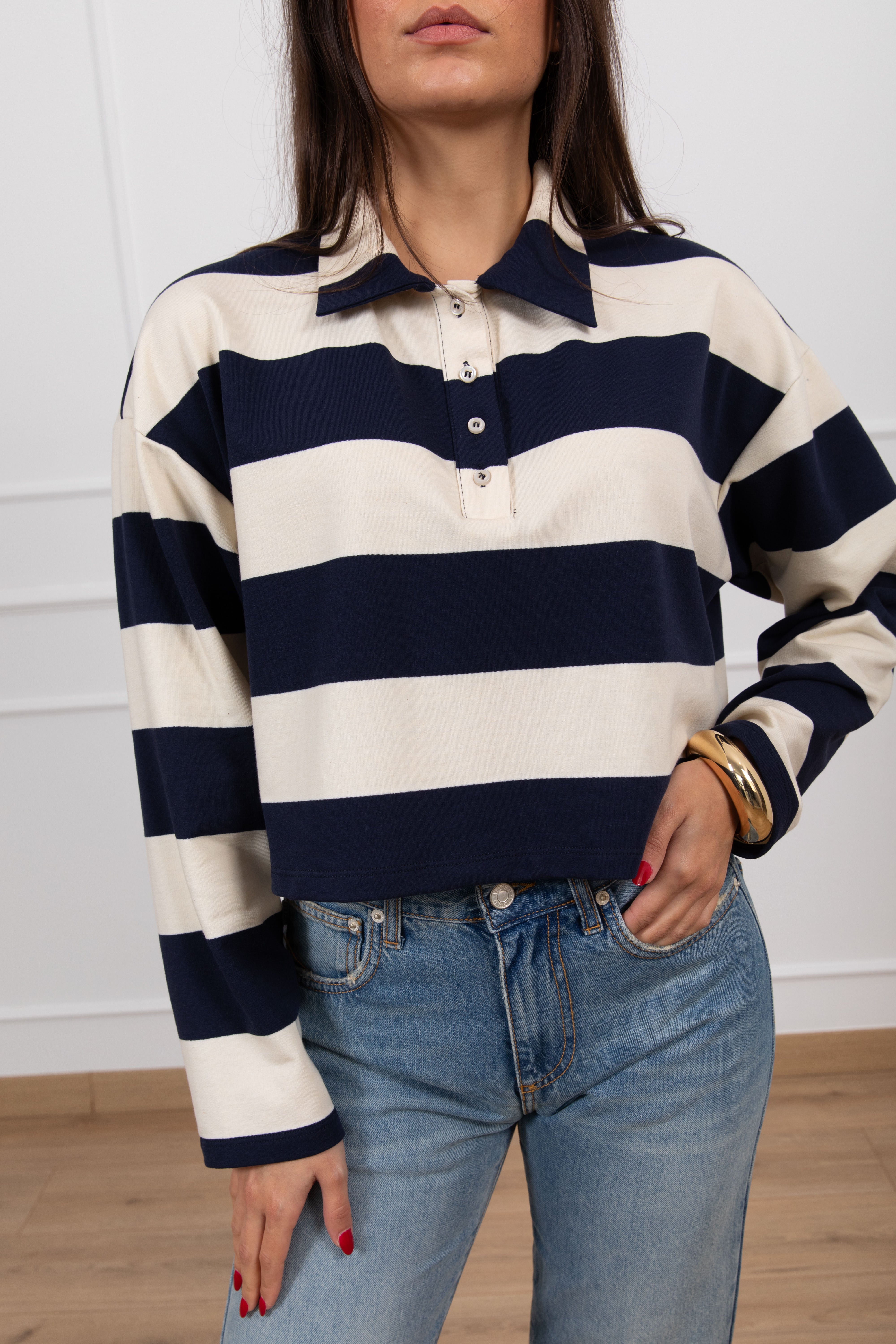 Polo cropped a righe ViCOLO