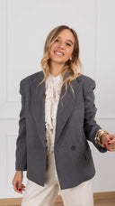 Giacca gessata 2/4 variante grigio Haveone