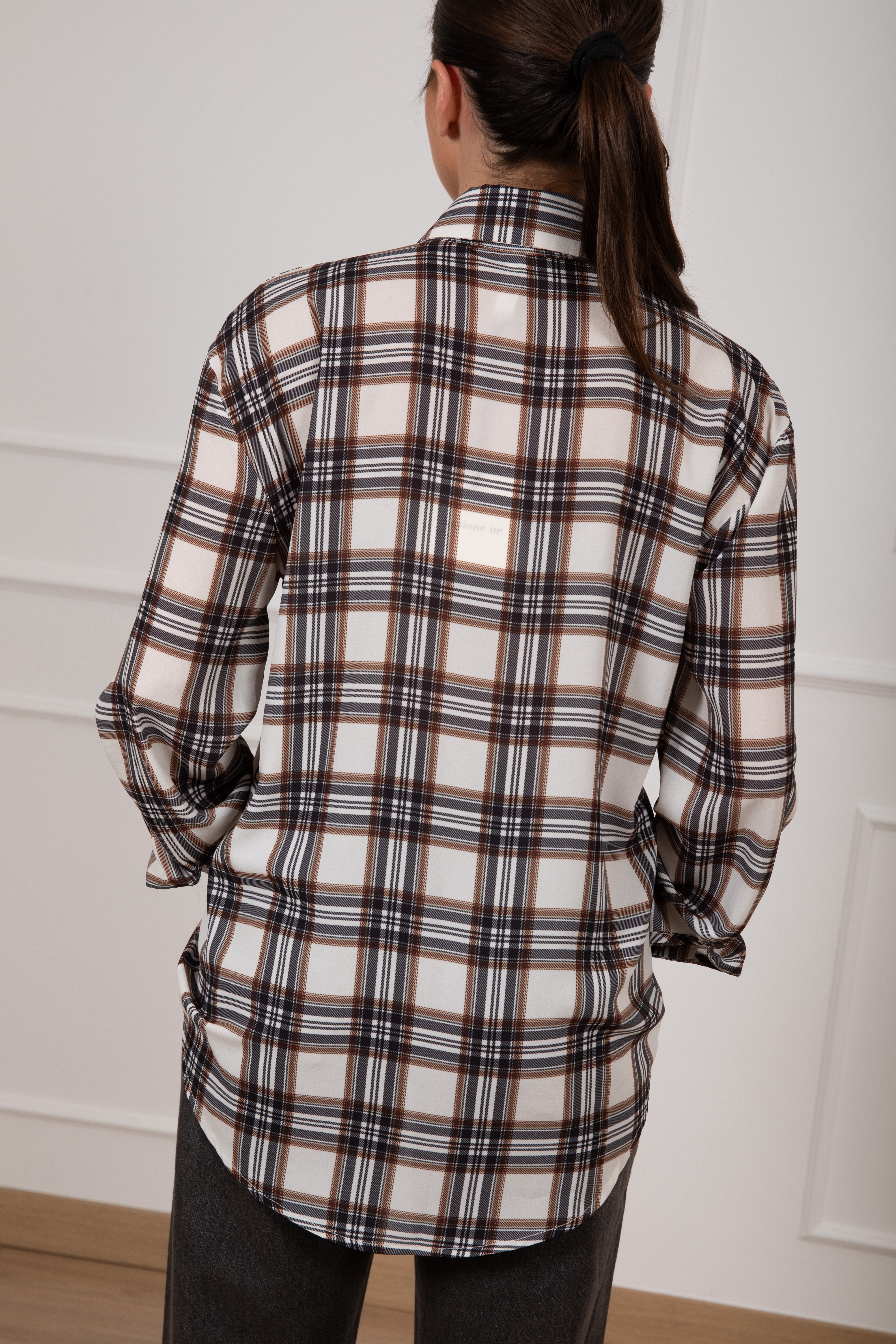 Camicia check tessuto fluido con fiocco Tensione IN