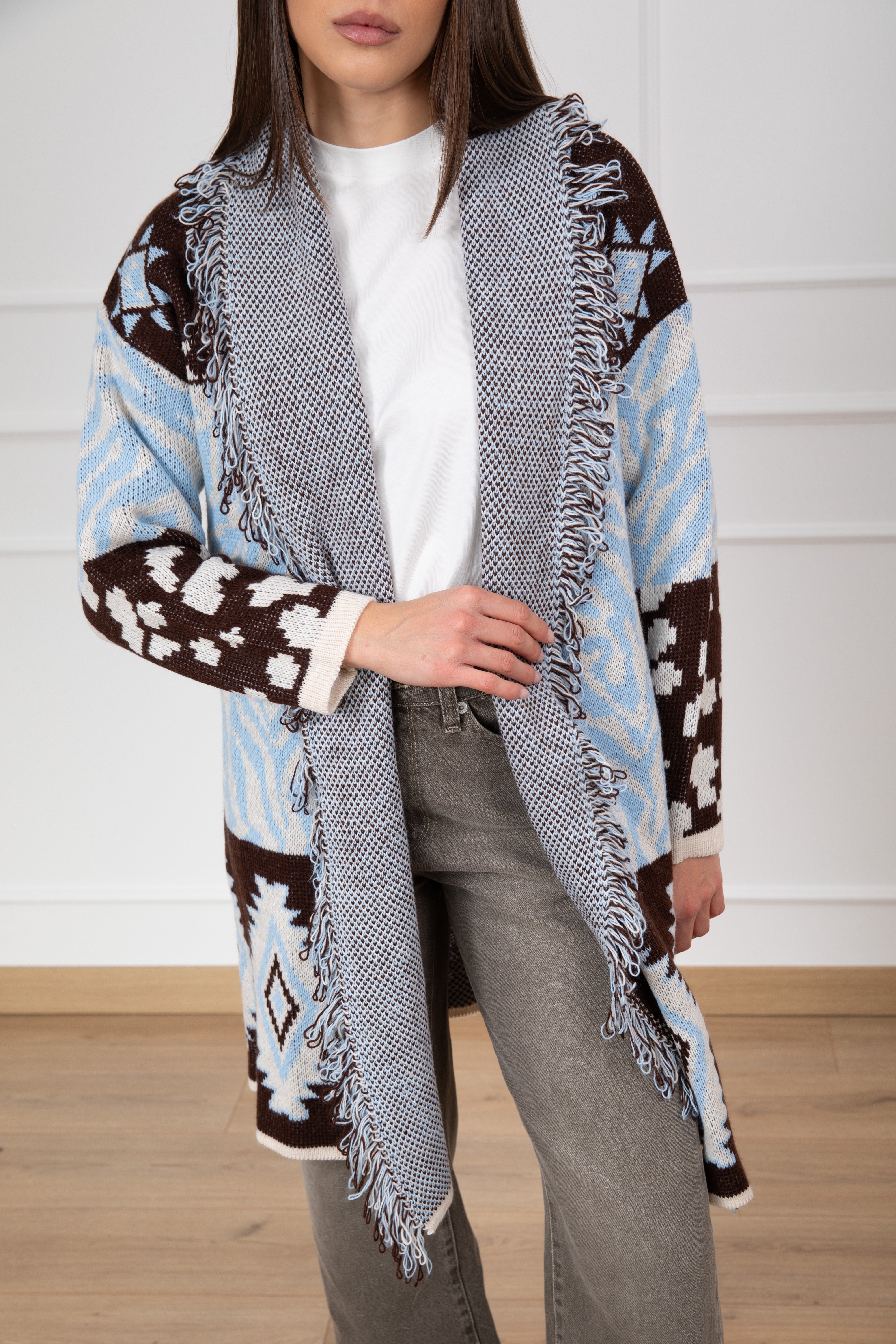Maxi-cardigan fantasia etnica Susy Mix