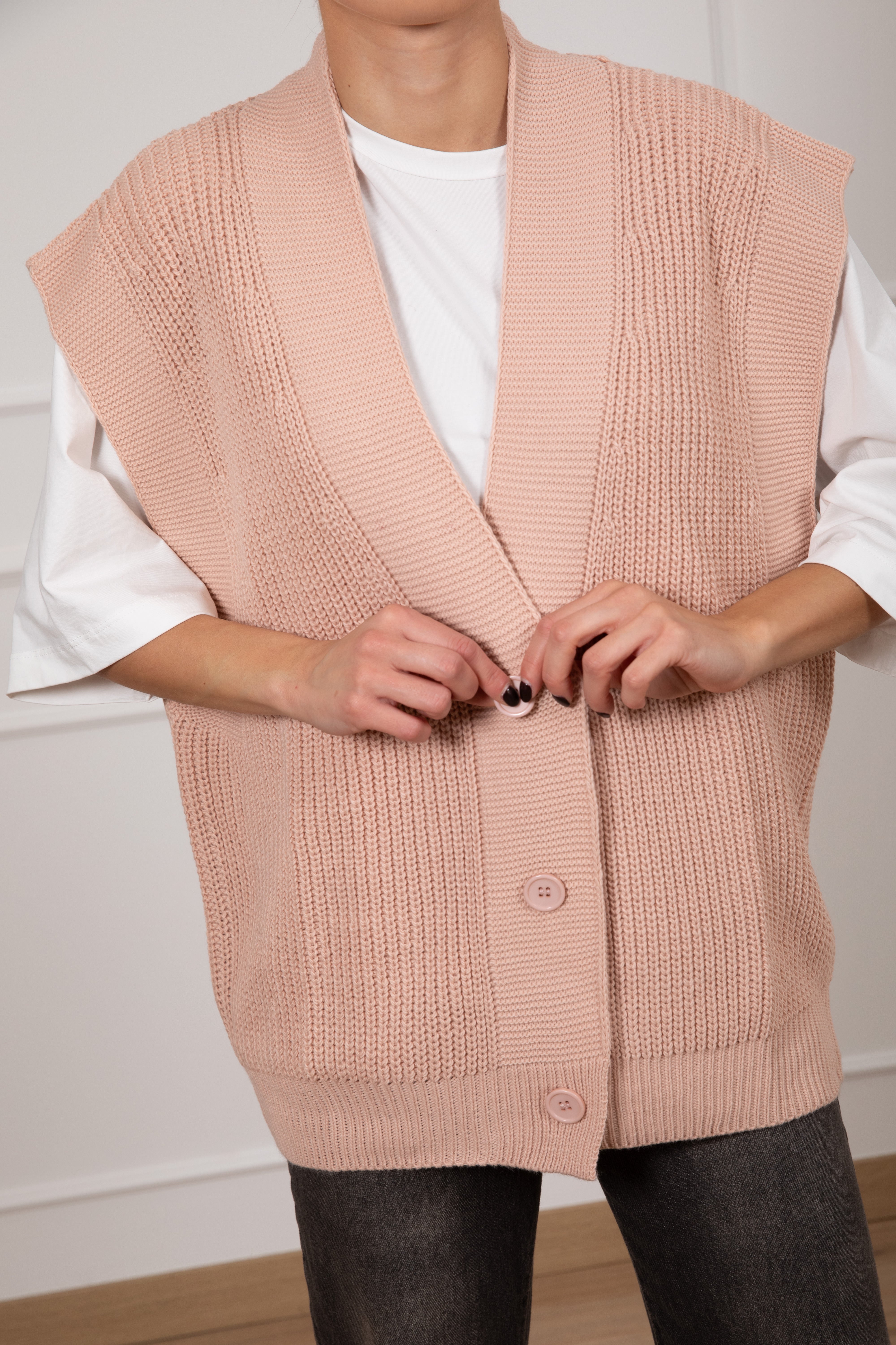 Maxi-gilet in maglia a coste Susy mix