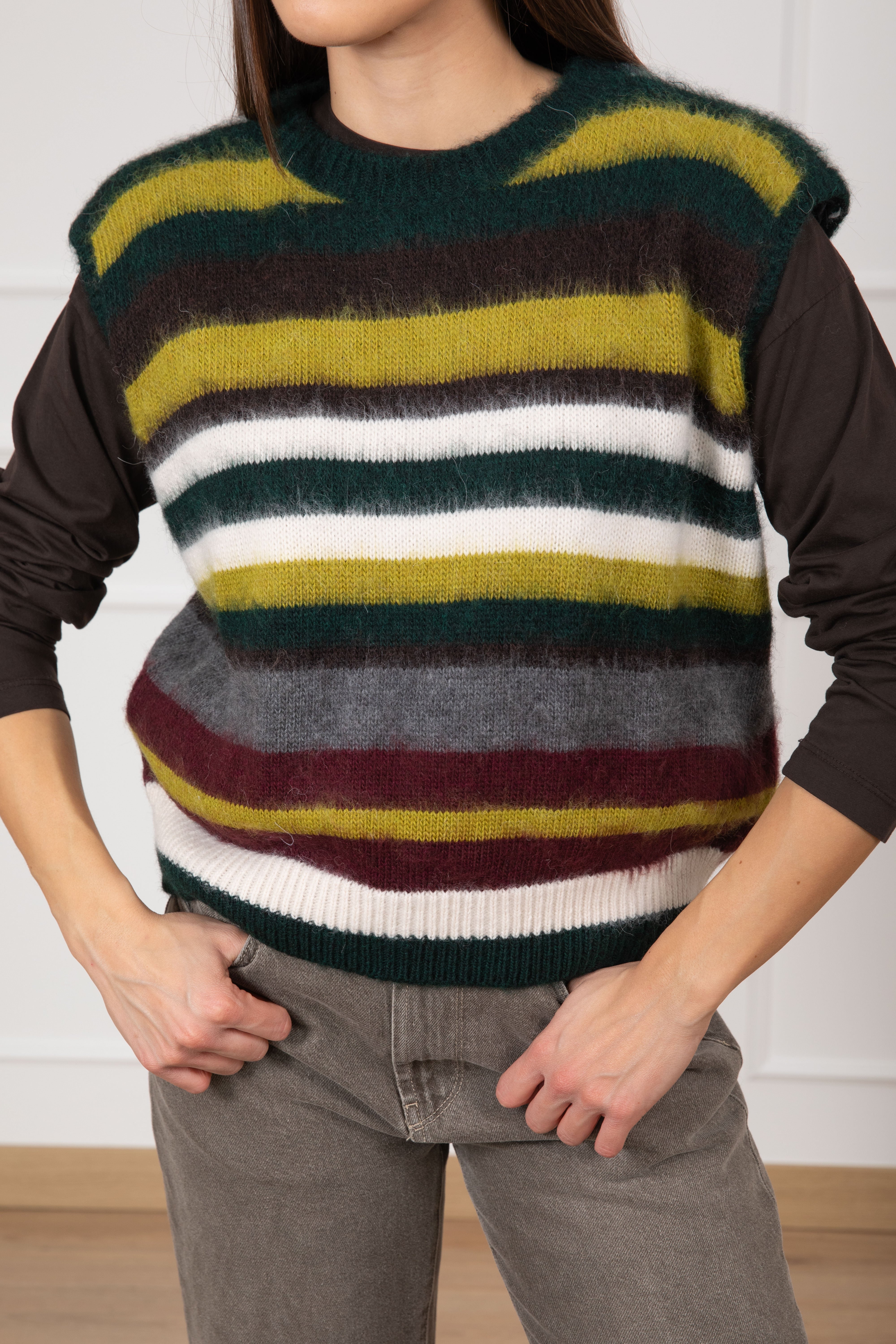 Gilet a righe con spallina imbottita ViCOLO