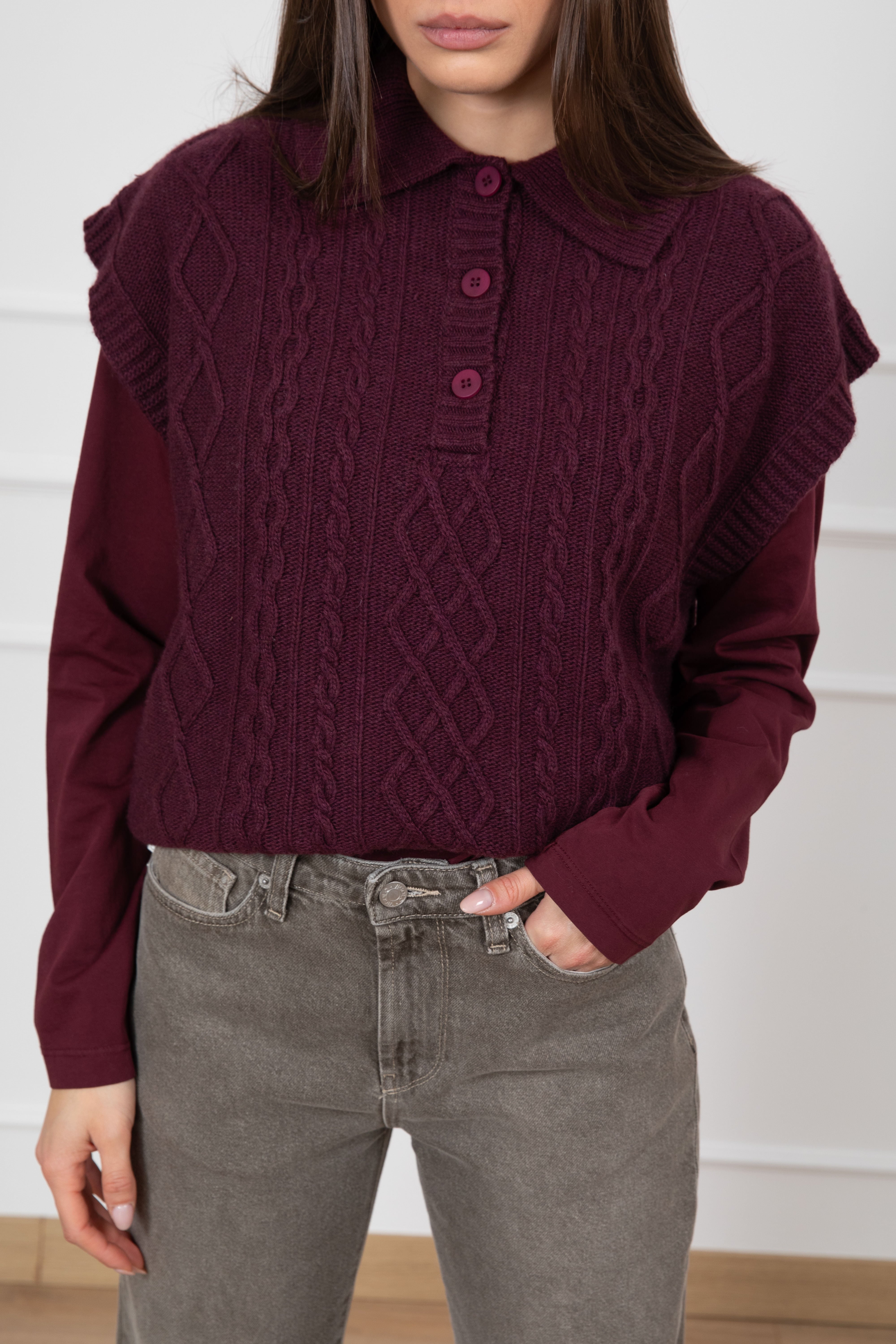 Gilet a polo con trecce Tensione IN