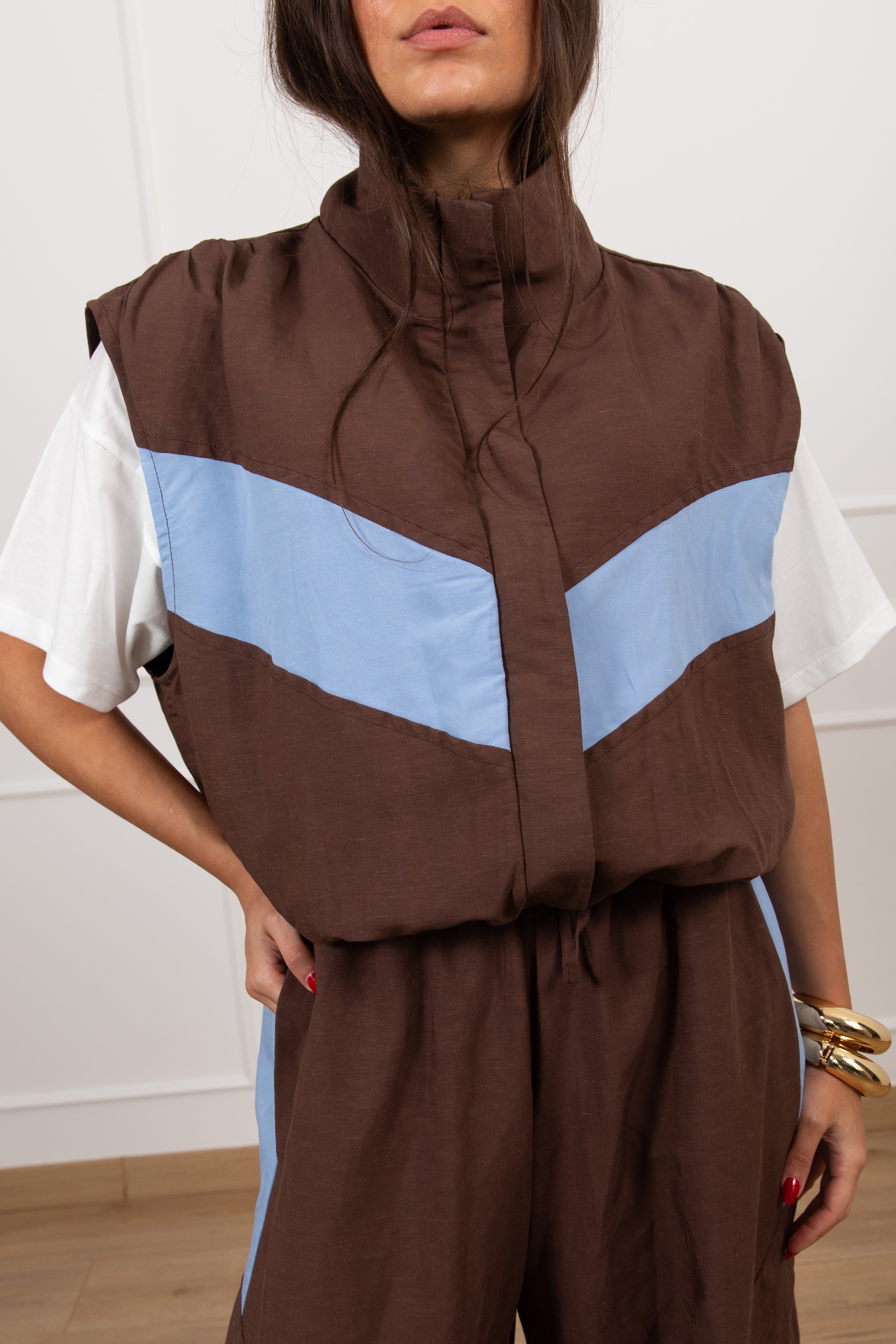 Gilet bi-color in lino Tensione IN
