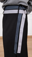 Gonna midi a portafoglio con cinture a contrasto variante nero Haveone