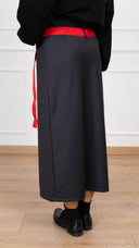 Gonna midi a portafoglio con cinture a contrasto variante grigio Haveone