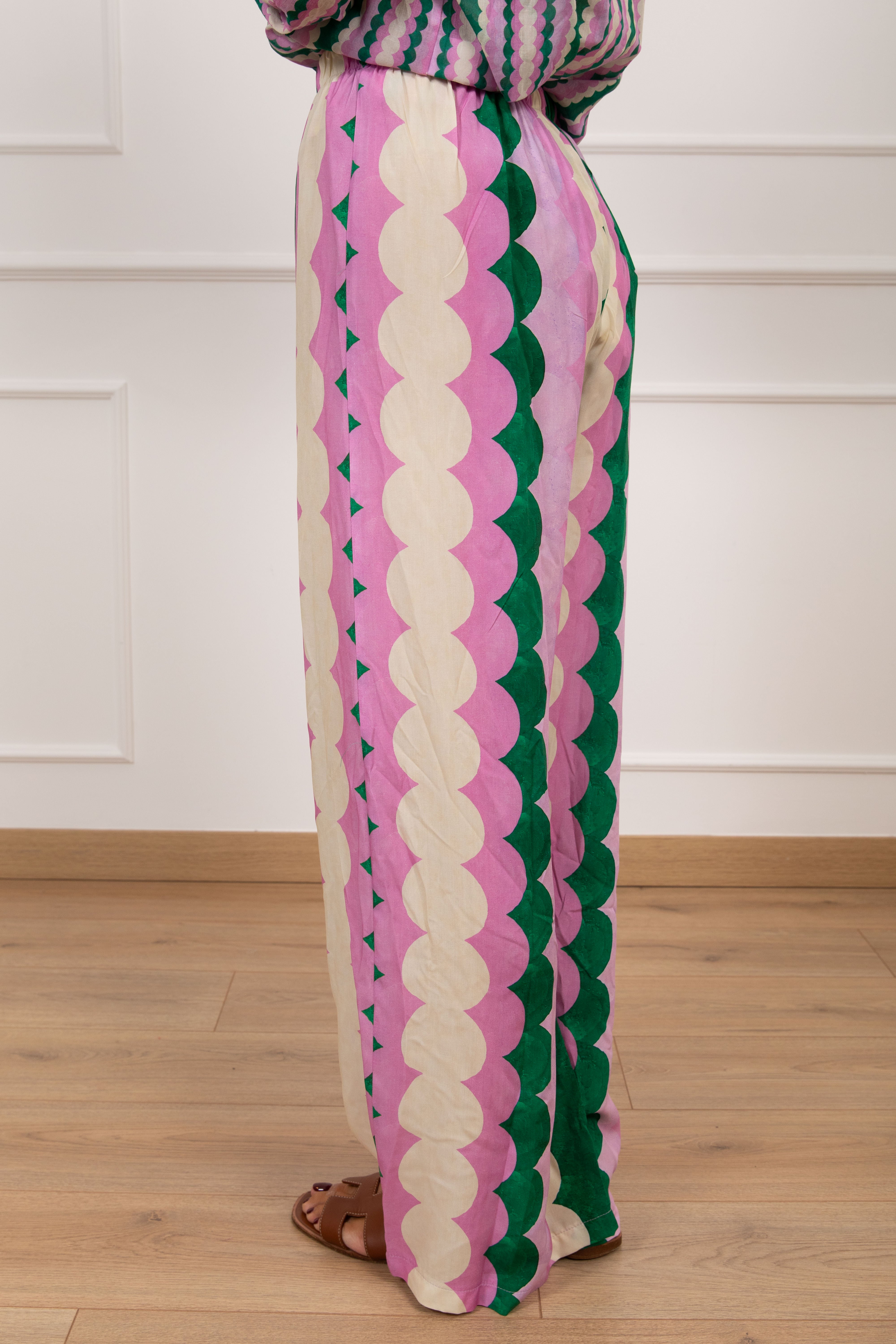 Pantalone fantasia ondulata con elastico Tensione IN
