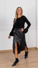 Gonna a pieghe in eco-pelle Tensione IN