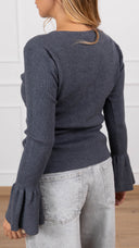 Maglia serafino con rouches variante antracite Haveone