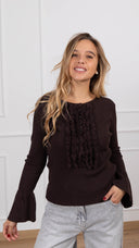 Maglia serafino con rouches variante moro Haveone