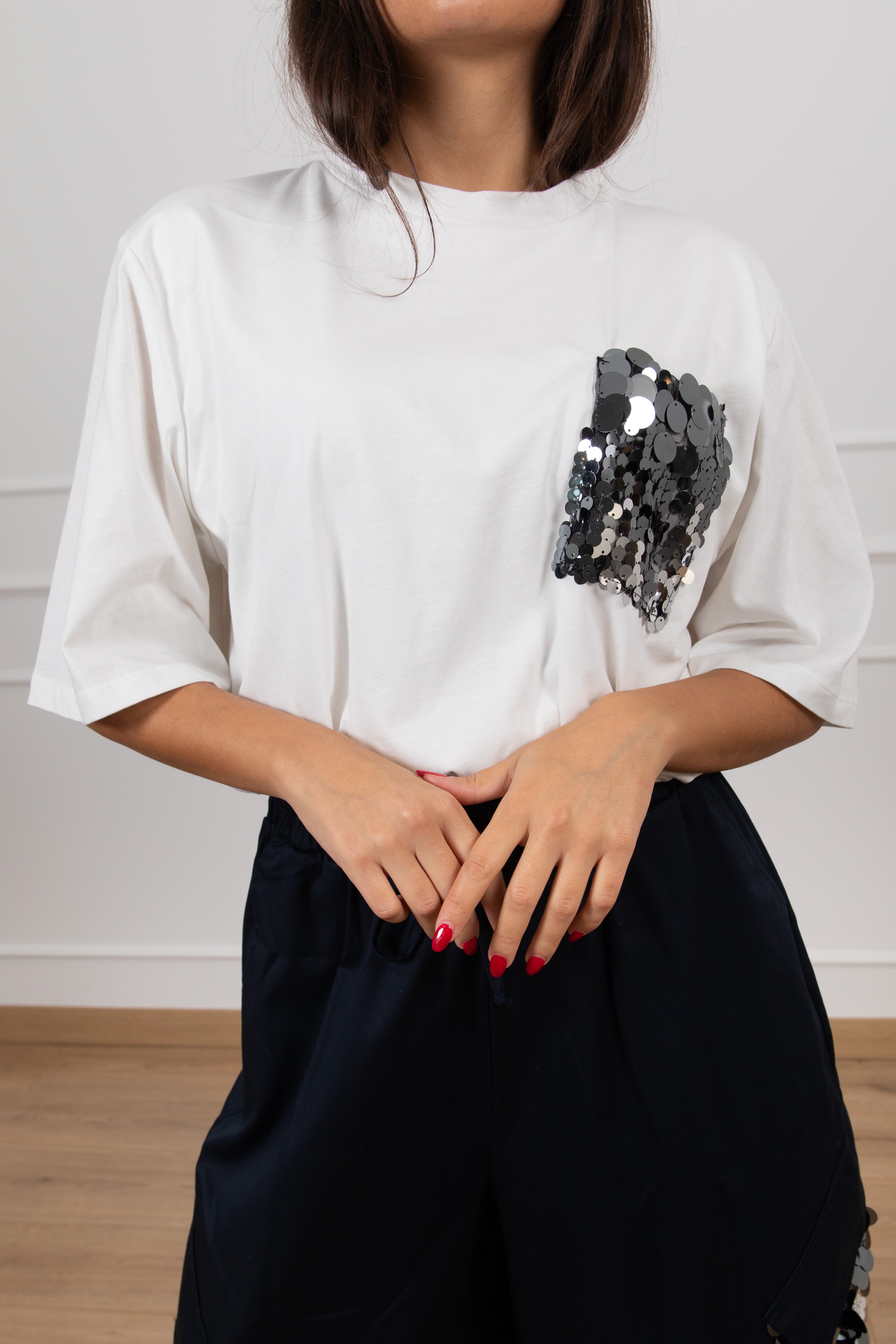 T-shirt a palloncino con tasca paillettes Motel