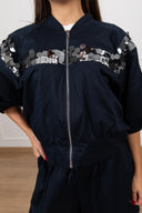 Bomber in cotone con banda paillettes Motel