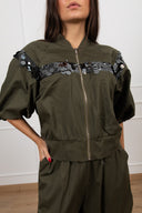 Bomber in cotone con banda paillettes Motel