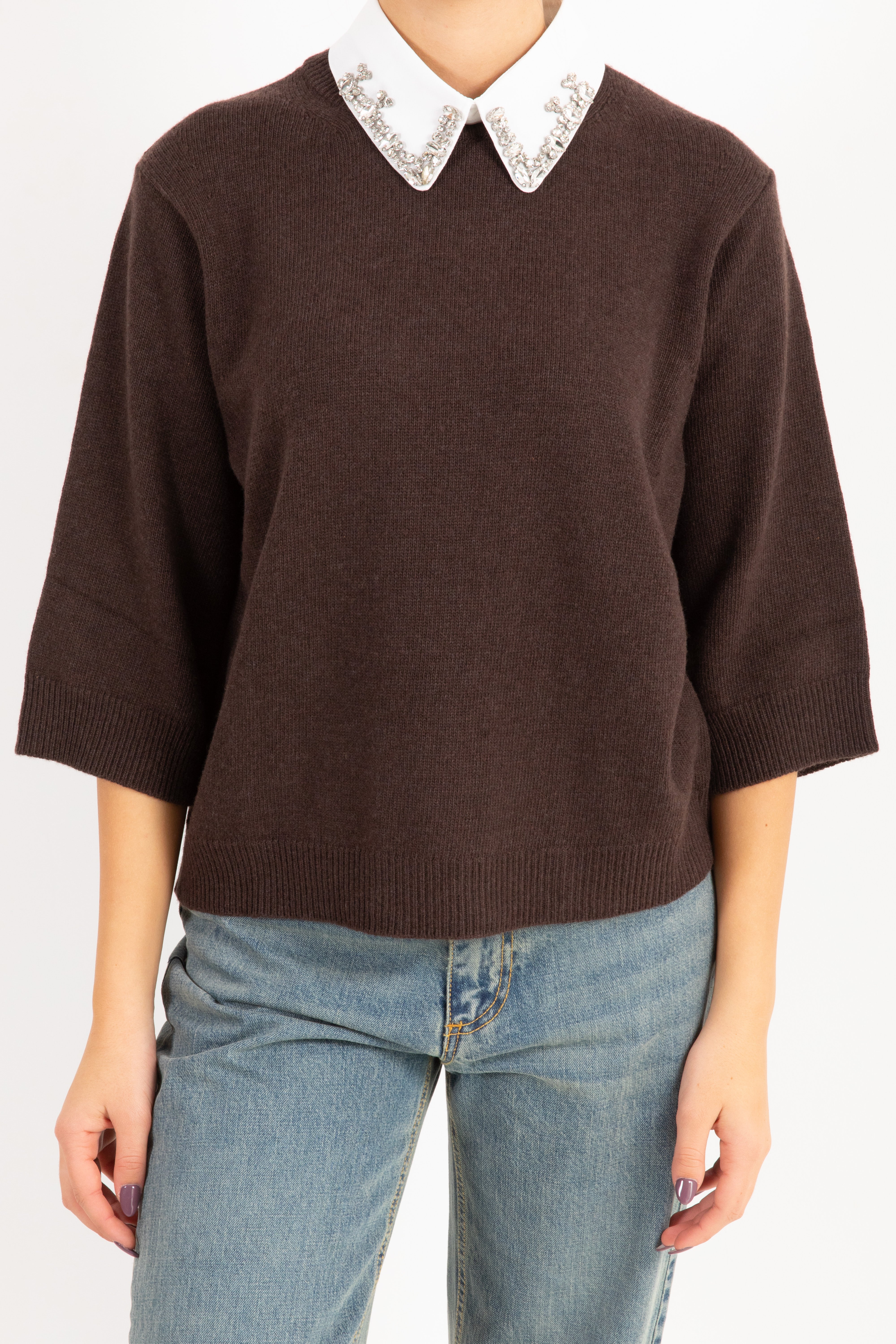 Pull manica 3/4 con colletto gioiello Tensione IN