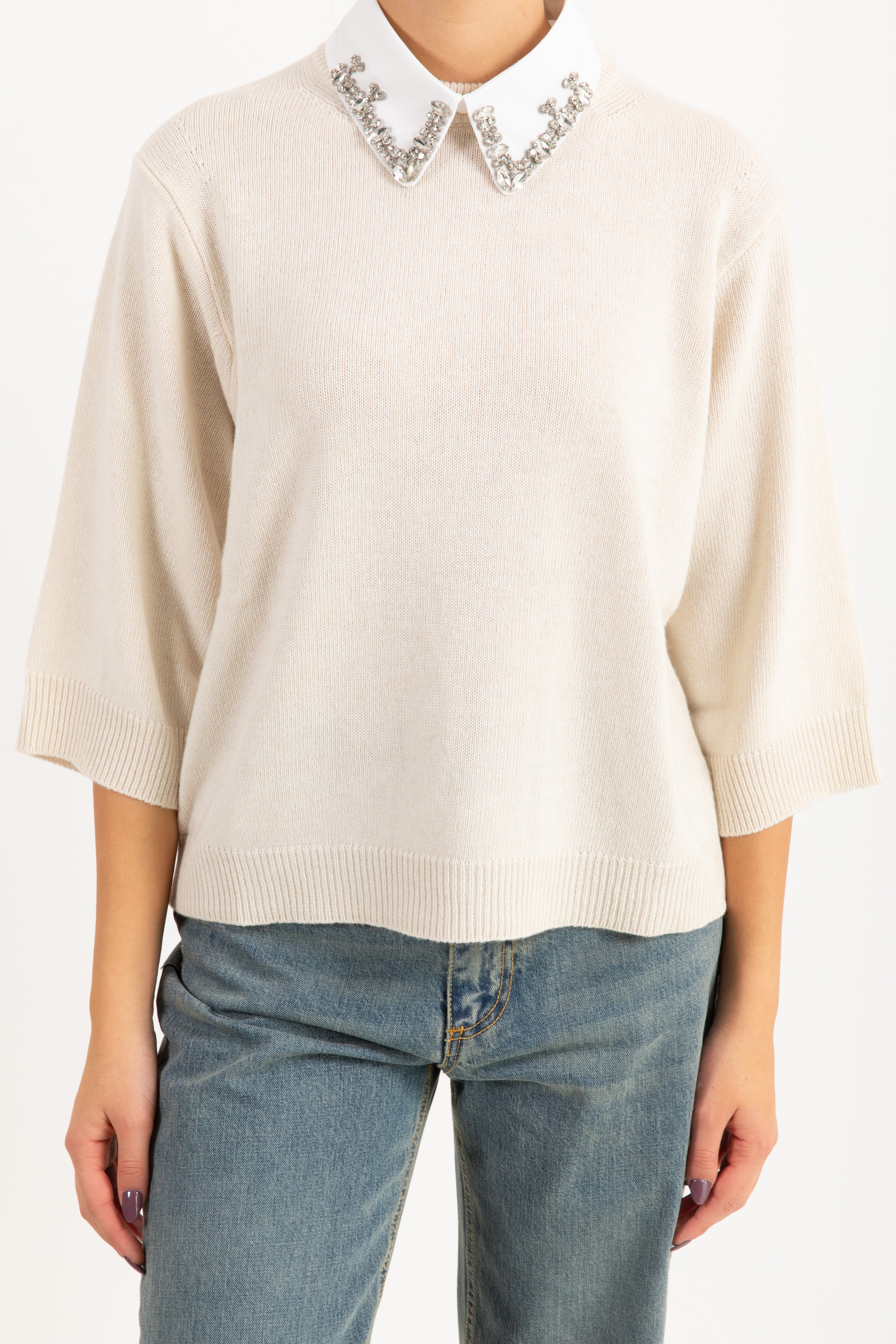 Pull manica 3/4 con colletto gioiello Tensione IN