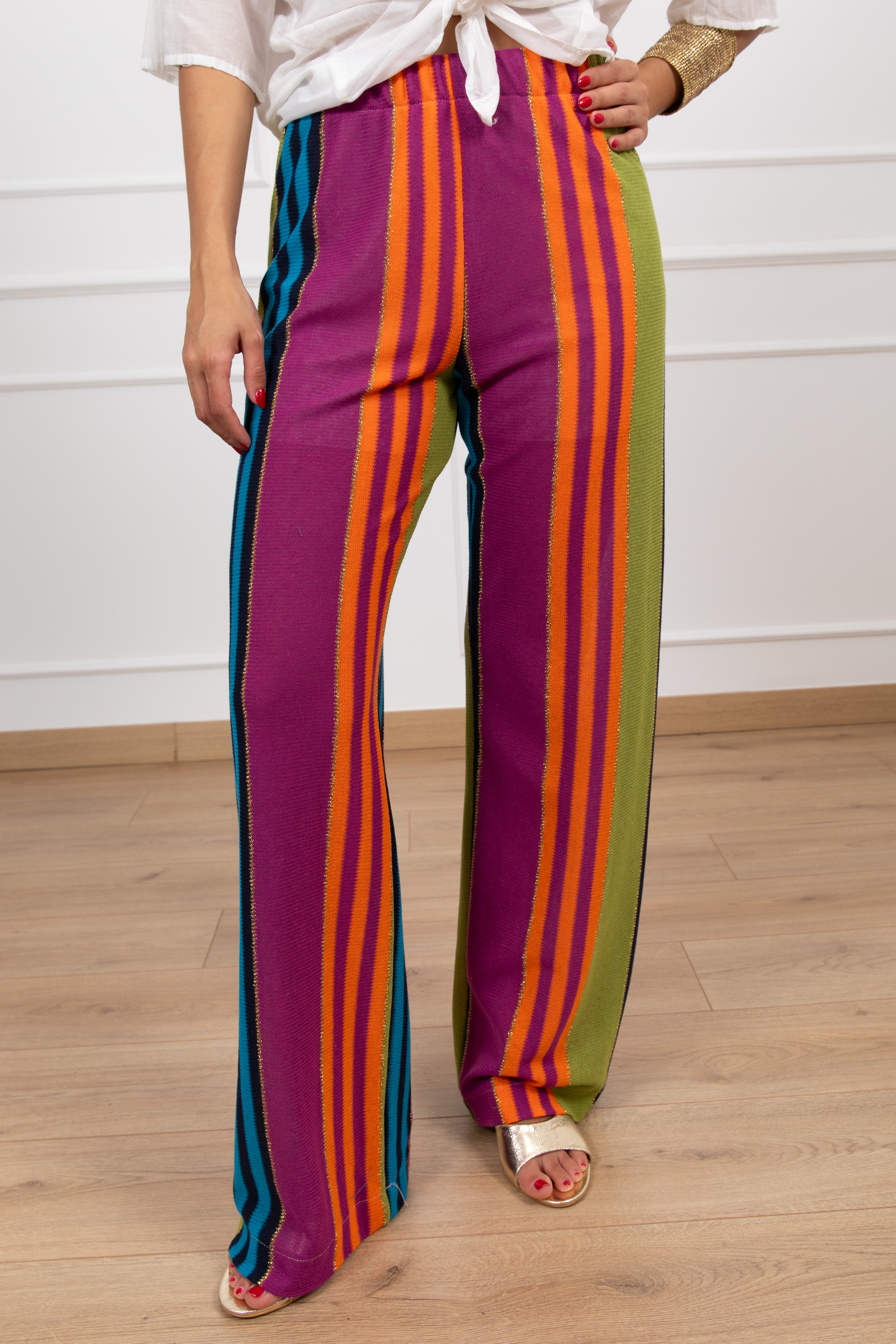 Pantalone motivo macro riga lurex ViCOLO