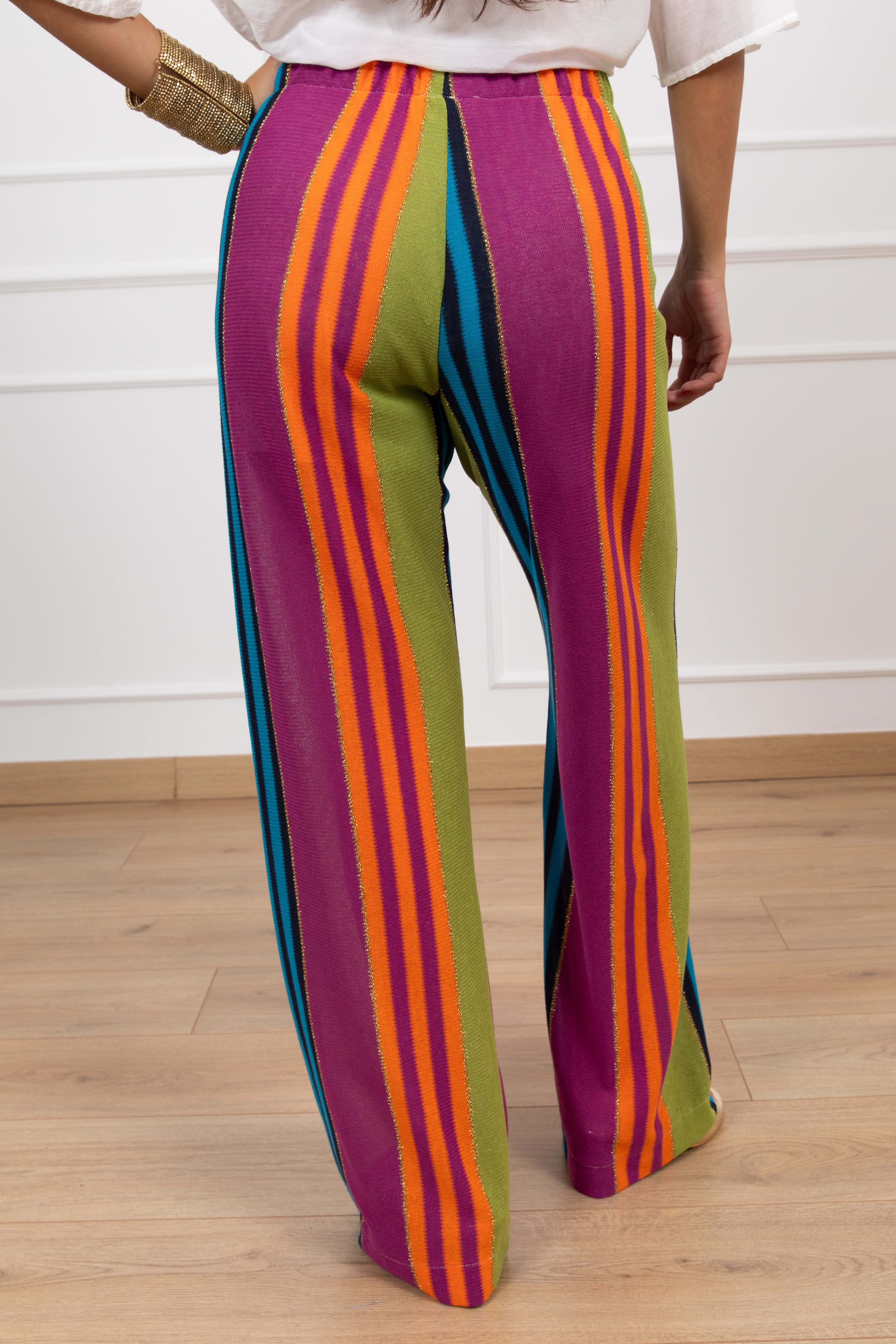 Pantalone motivo macro riga lurex ViCOLO