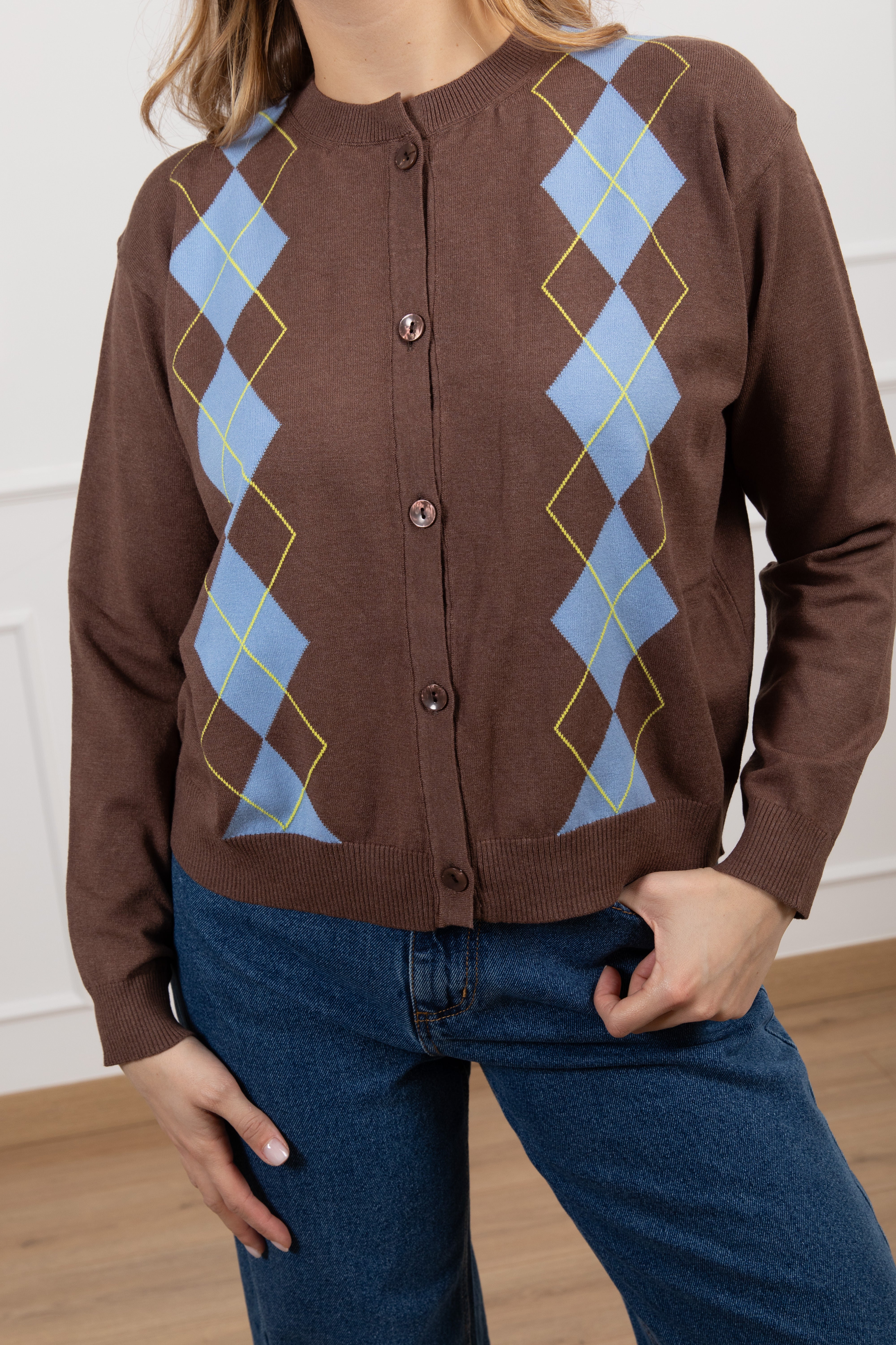 Cardigan in viscosa a rombi ViCOLO NEW COLLECTION