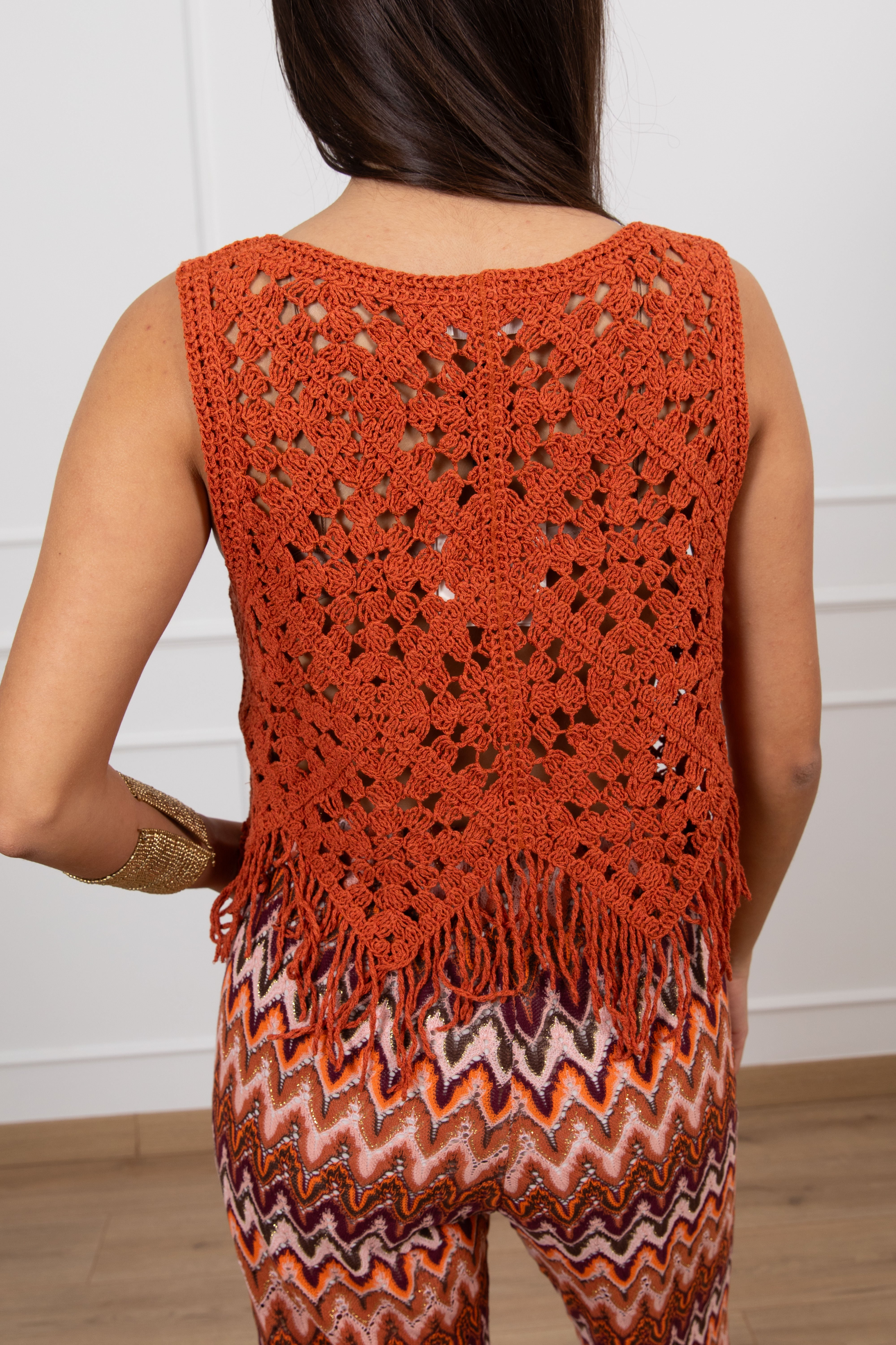 Top crochet con frange ViCOLO