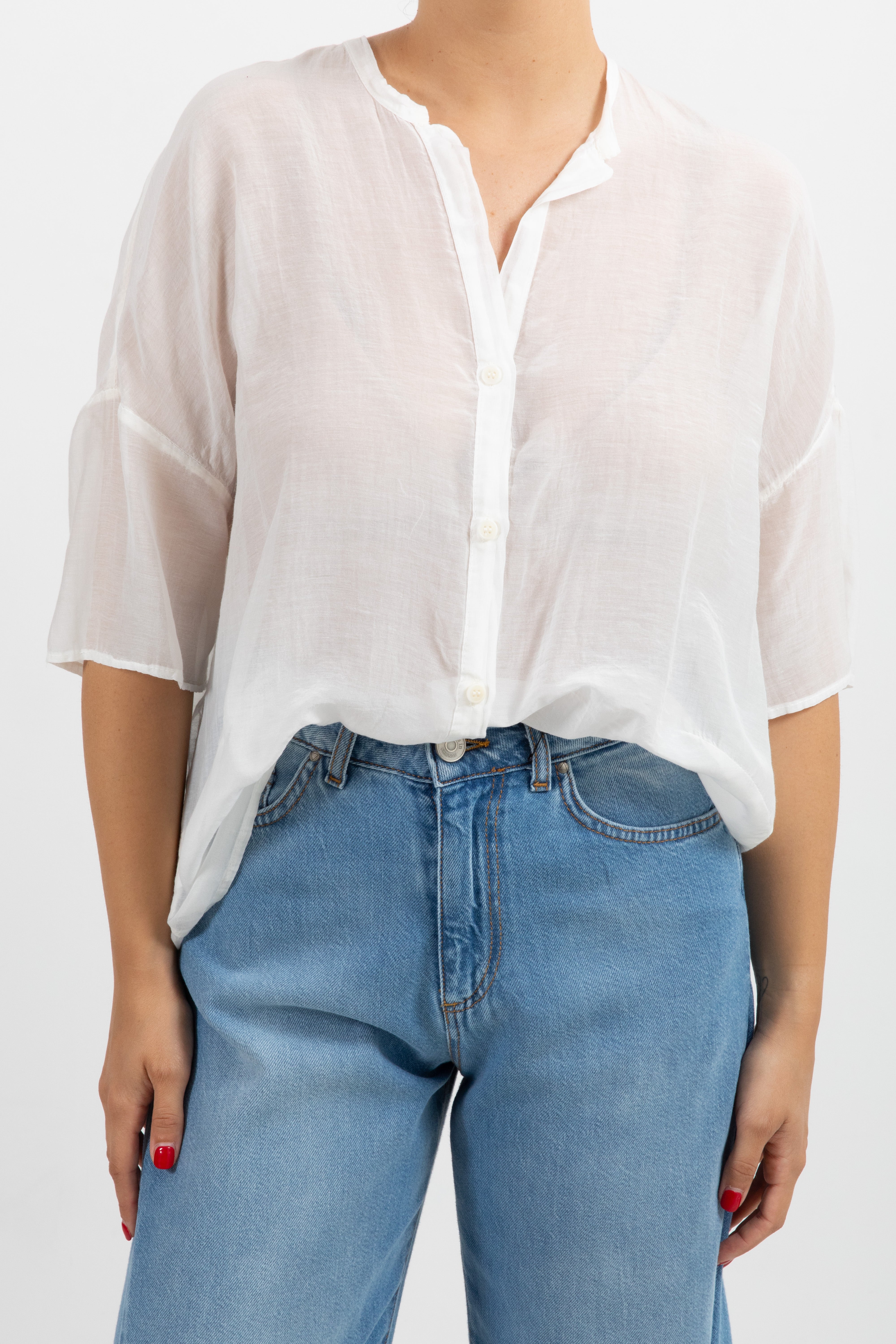 Camicia manica corta in cotone e seta ViCOLO