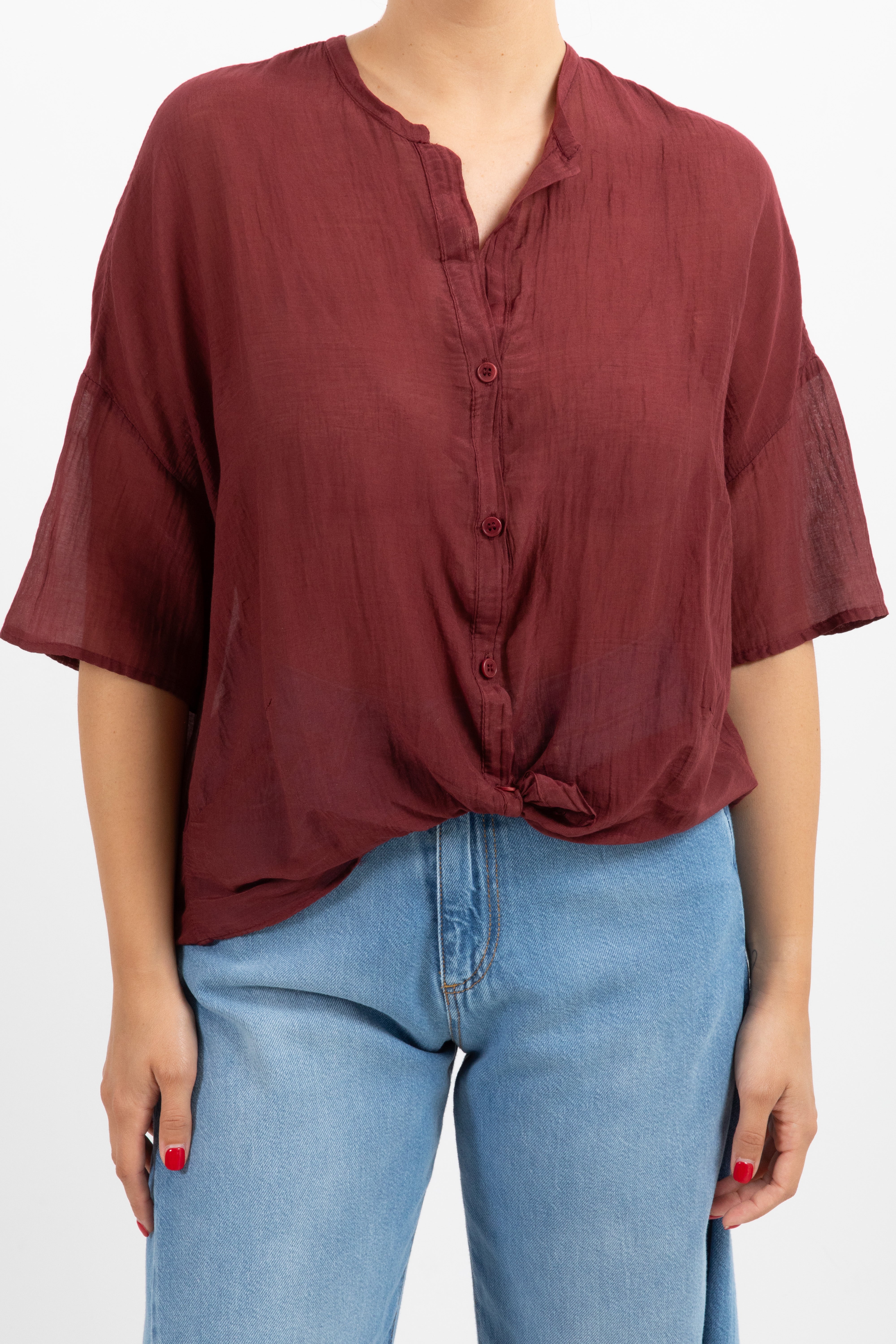 Camicia manica corta in cotone e seta ViCOLO