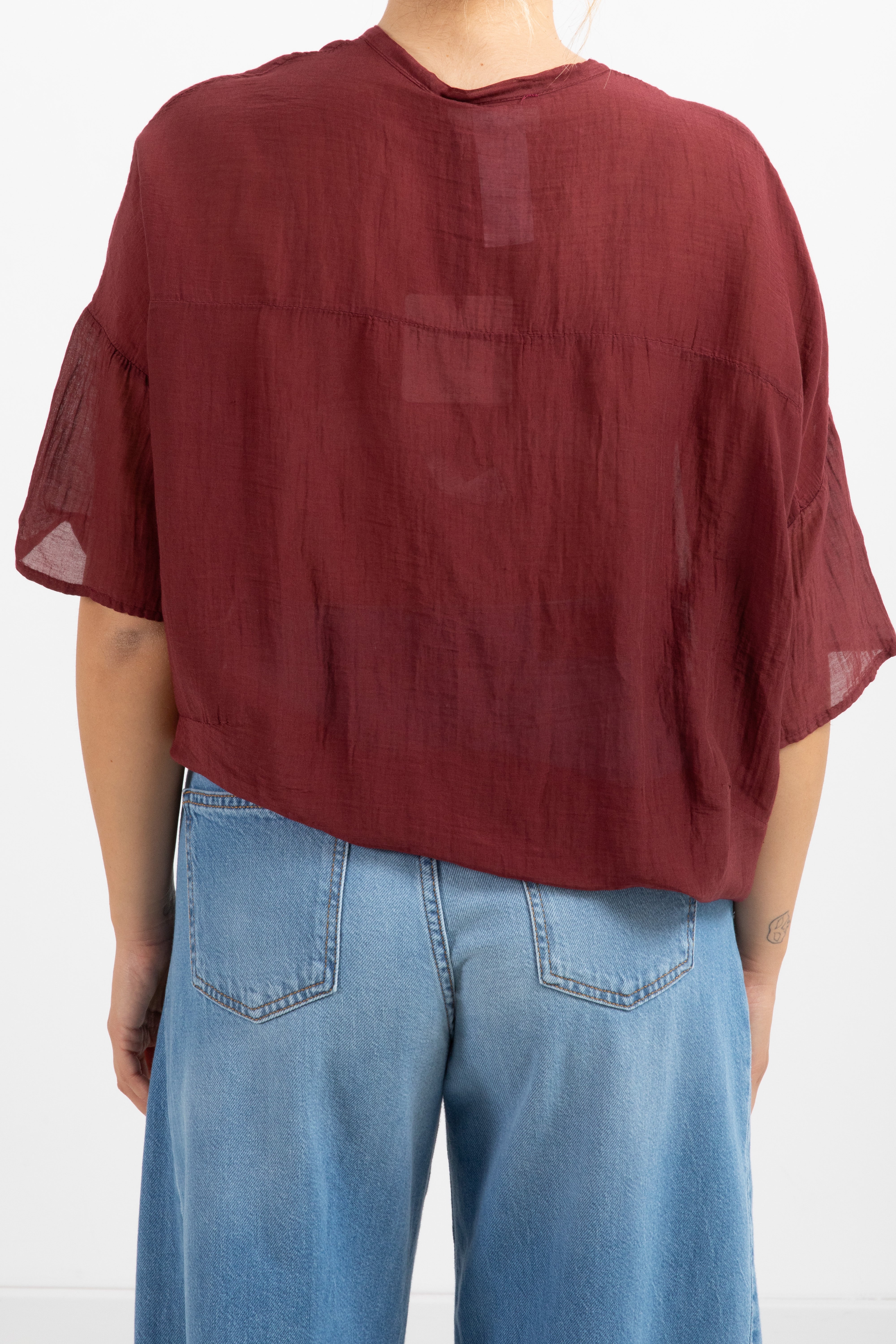 Camicia manica corta in cotone e seta ViCOLO