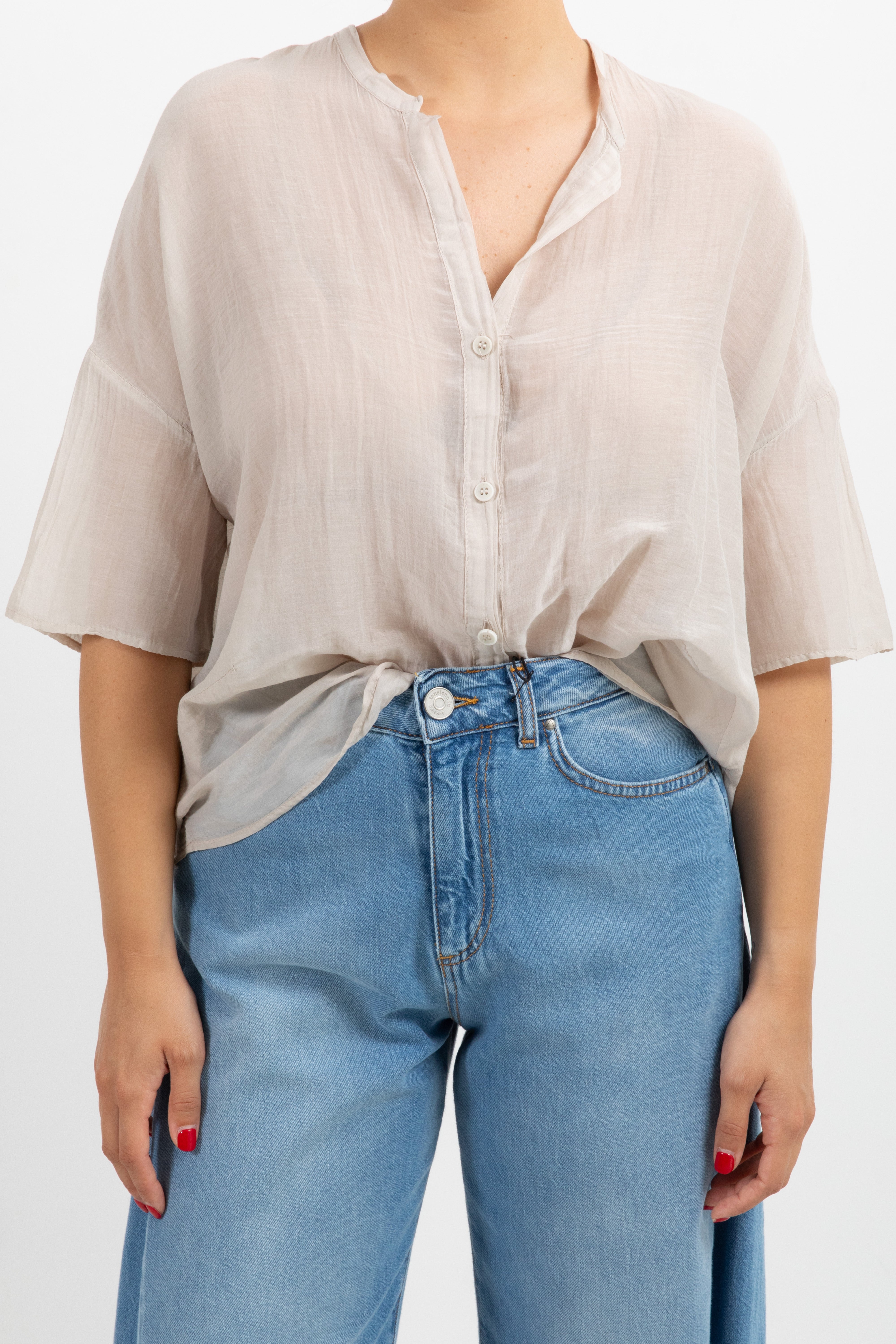 Camicia manica corta in cotone e seta ViCOLO