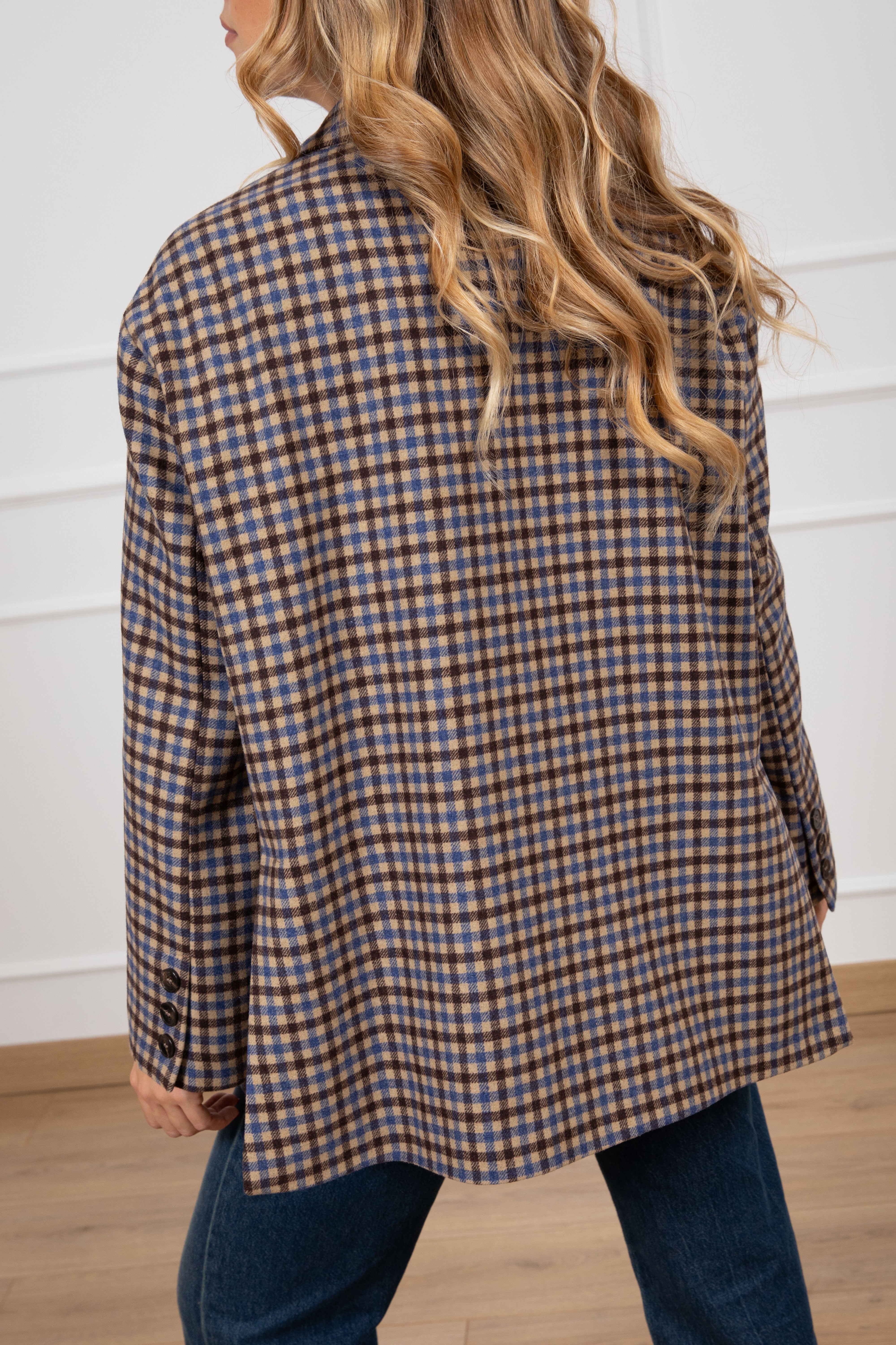 Giacca over-size micro-check cammello Tensione IN
