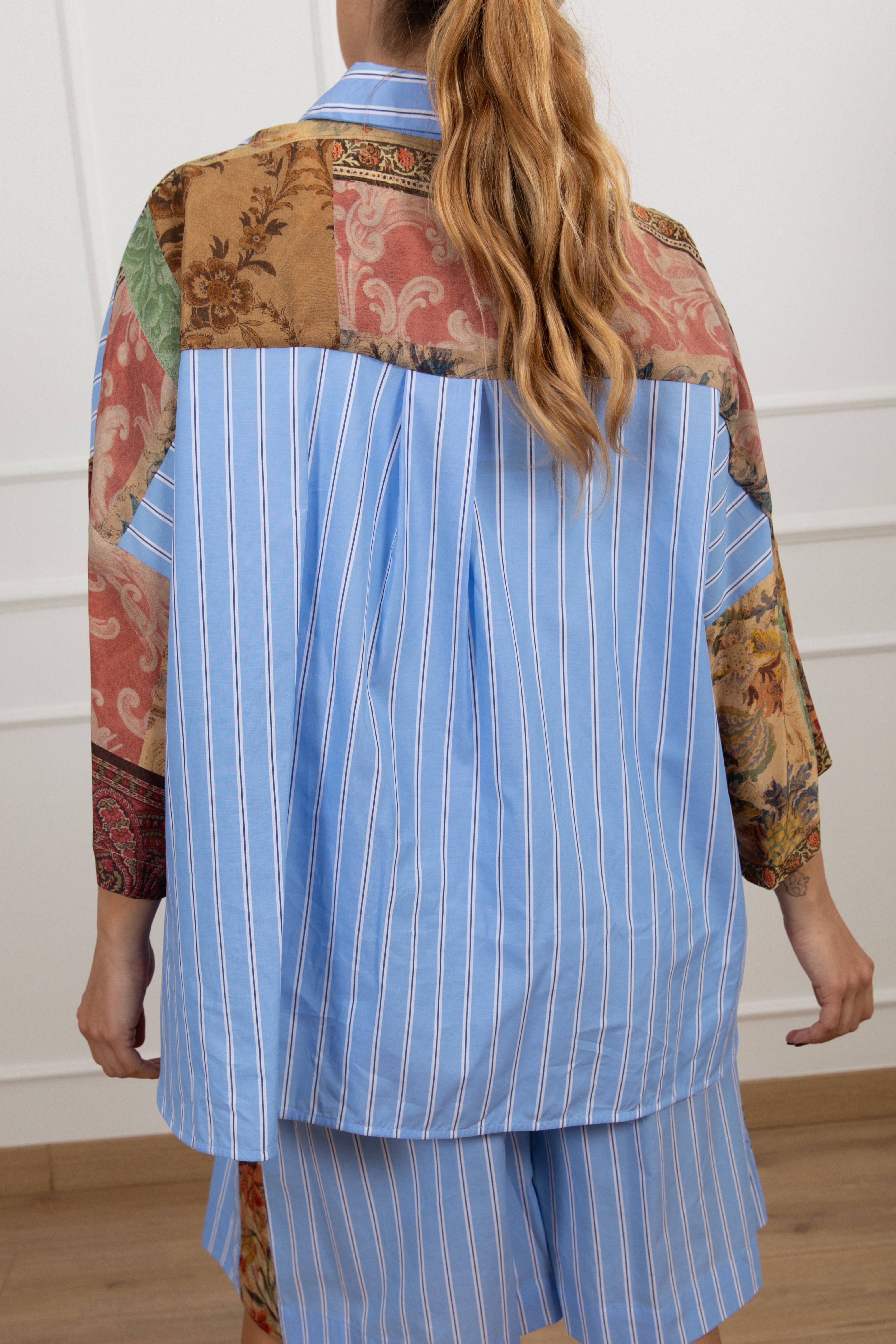 Camicia cotone bacchetta con fantasia foulard Dixie