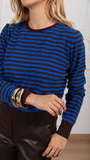 Maglia a righe con profili a contrasto variante moro/royal Tensione IN
