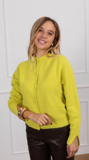 Cardigan in angora variante verde acido ViCOLO