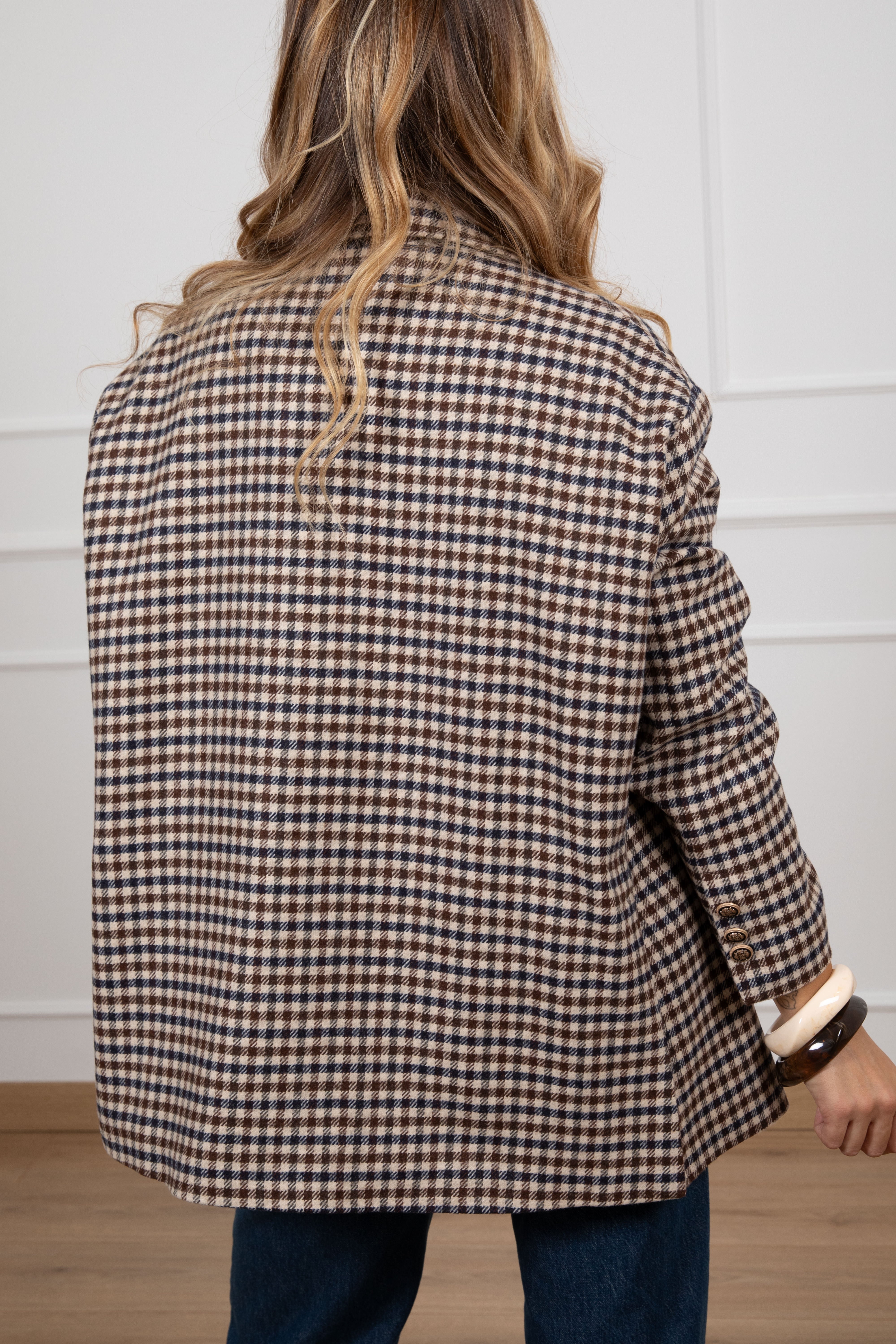 Giacca over-size micro-check panna Tensione IN