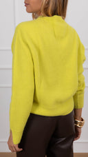 Cardigan in angora variante verde acido ViCOLO
