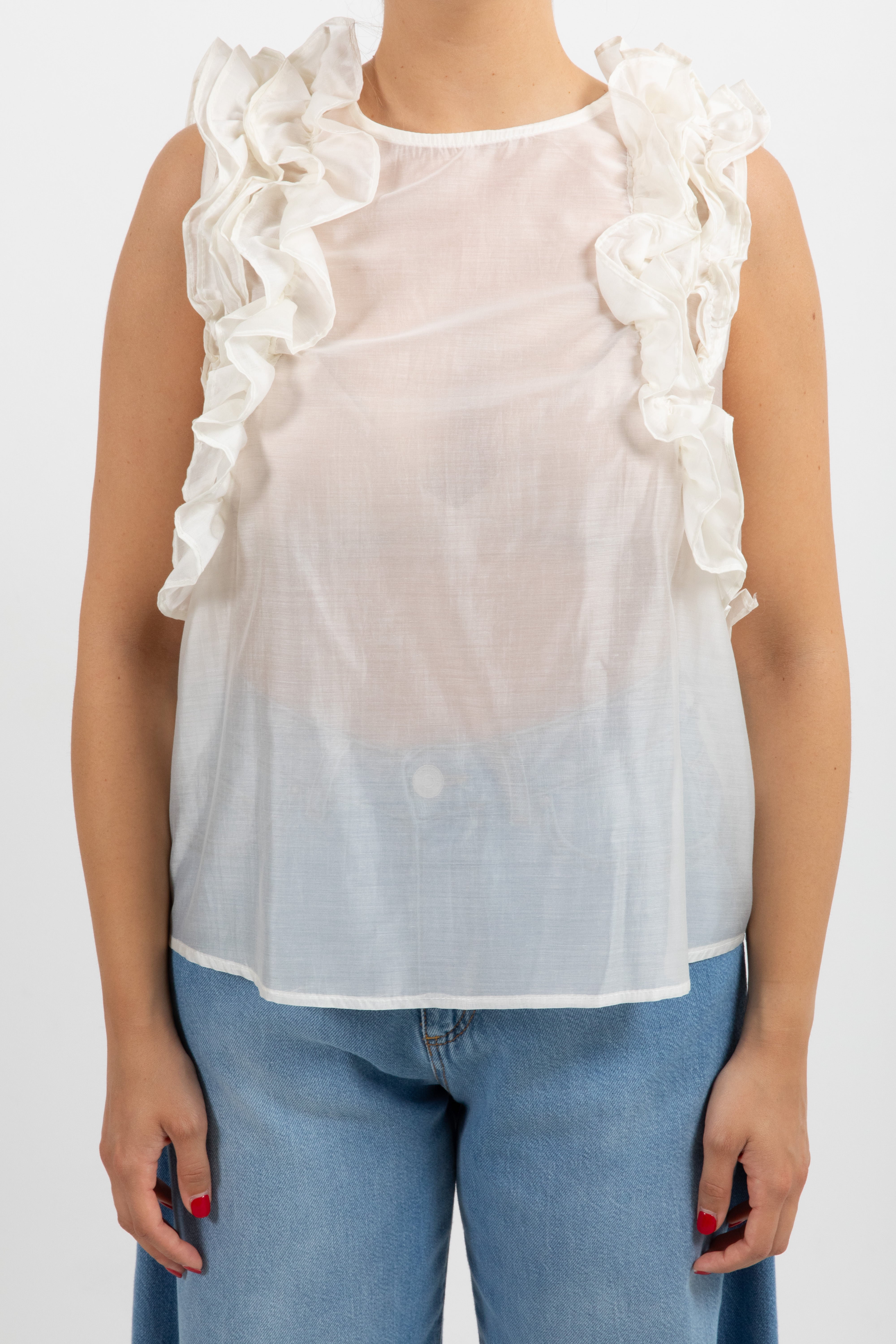 Blusa smanicata con rouches ViCOLO