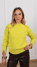 Maglia girocollo in angora variante verde acido ViCOLO