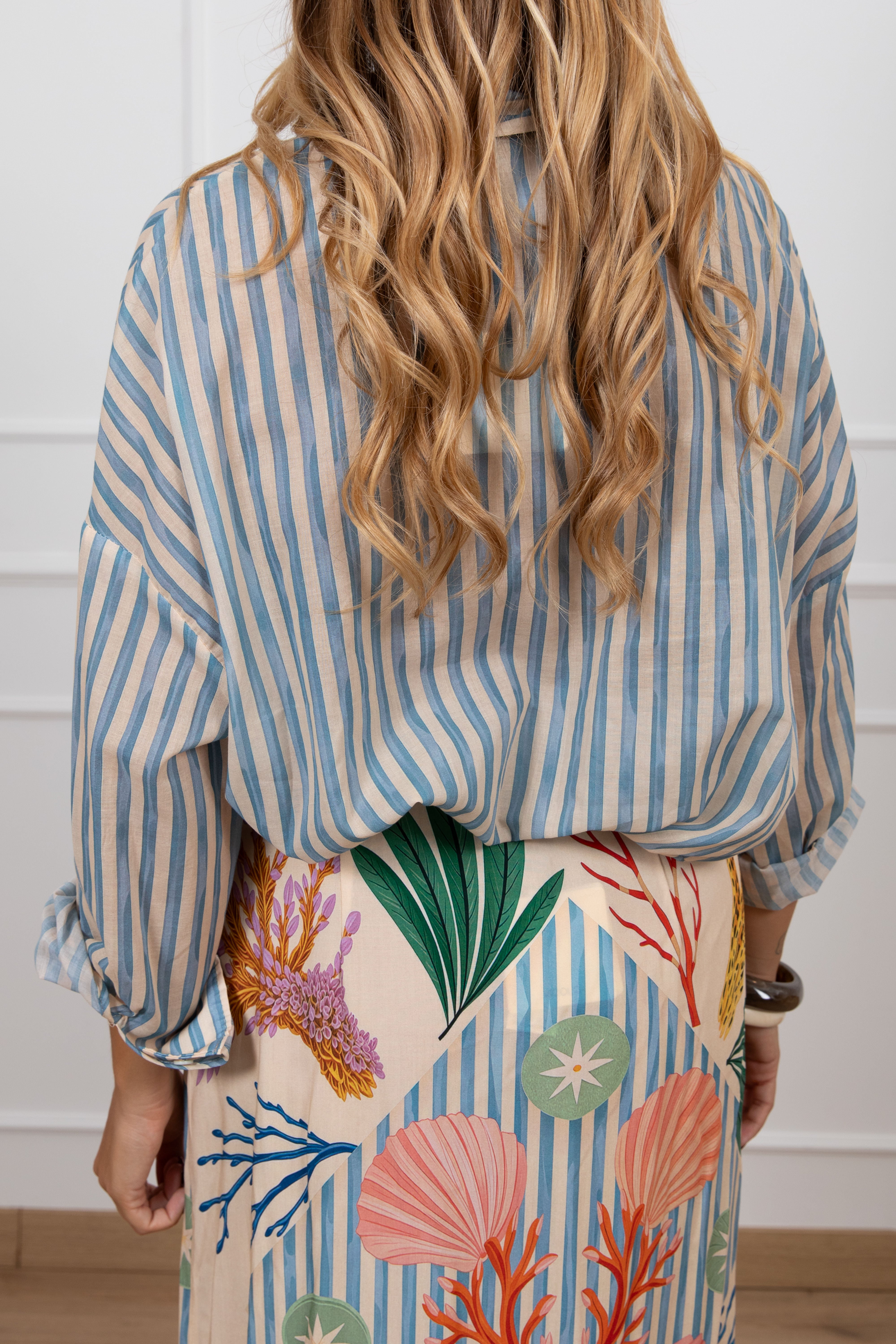Camicia a righe vaniglia ViCOLO