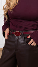 Pantalone barrel-fit in eco-pelle con cintura variante moro Tensione IN